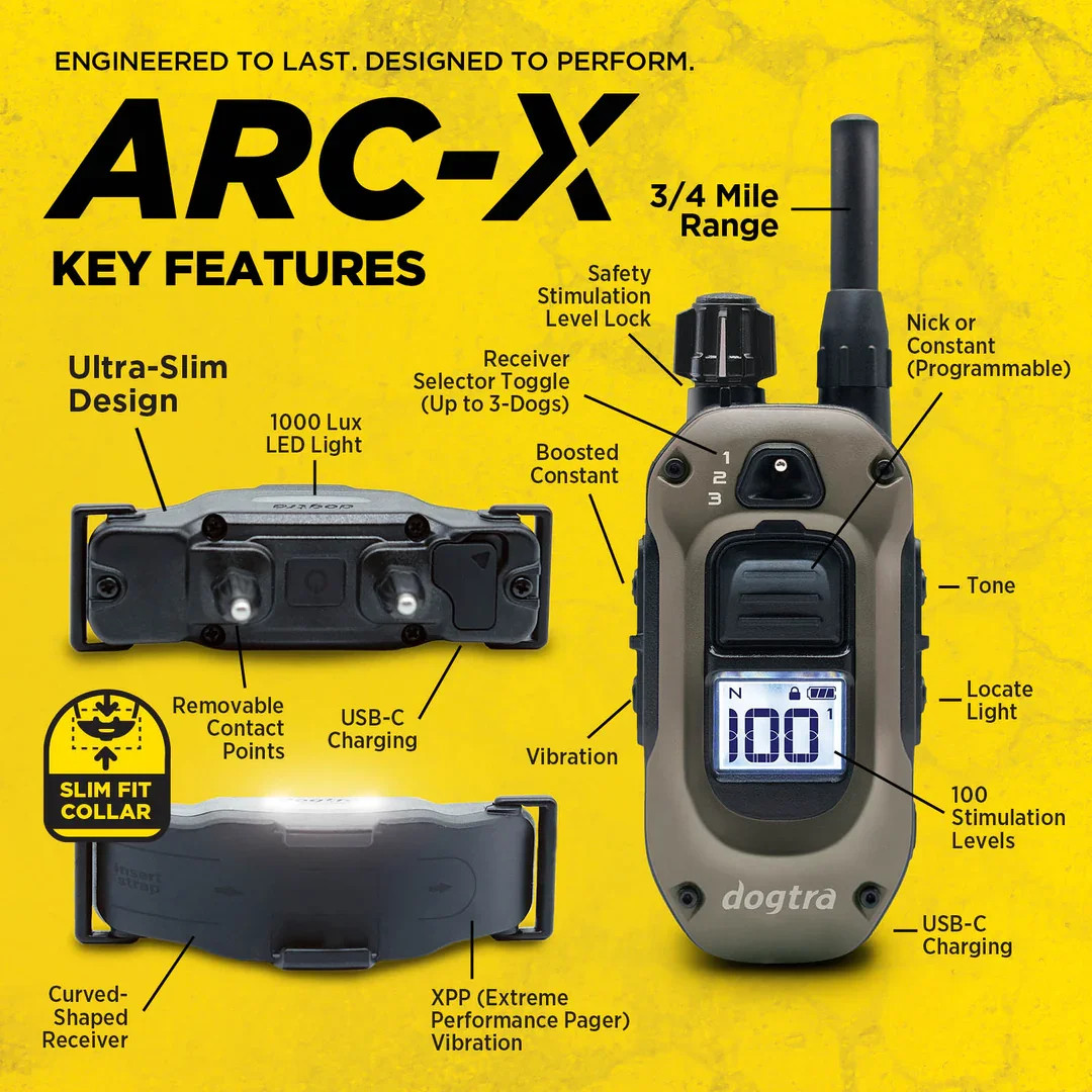 Dogtra ARC -X Remote Dog Training Collar - 3/4 - Mile Range E-Collar