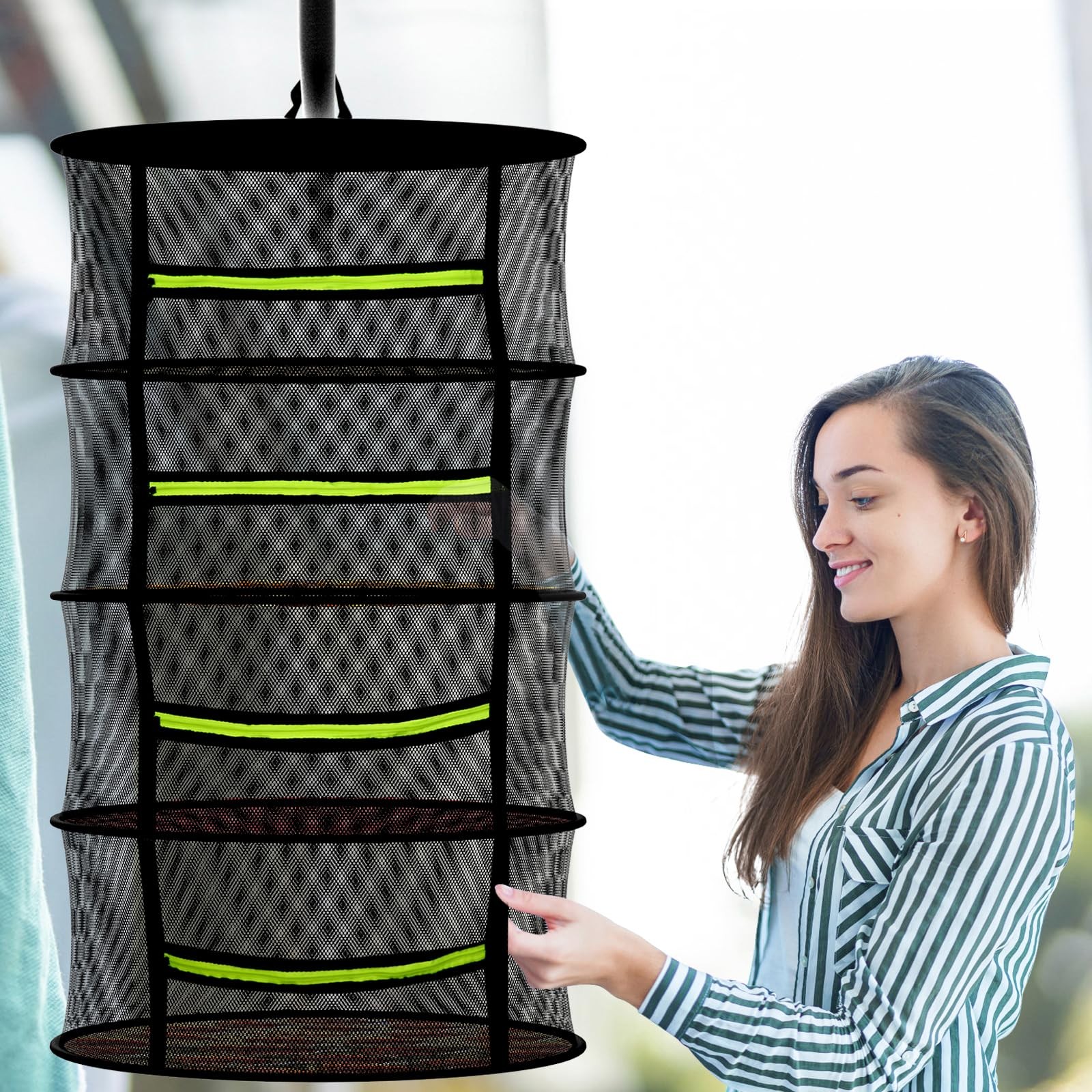 Herb Drying Rack Mesh Hanging with Zipper & Pruning Shears for Drying Herb
