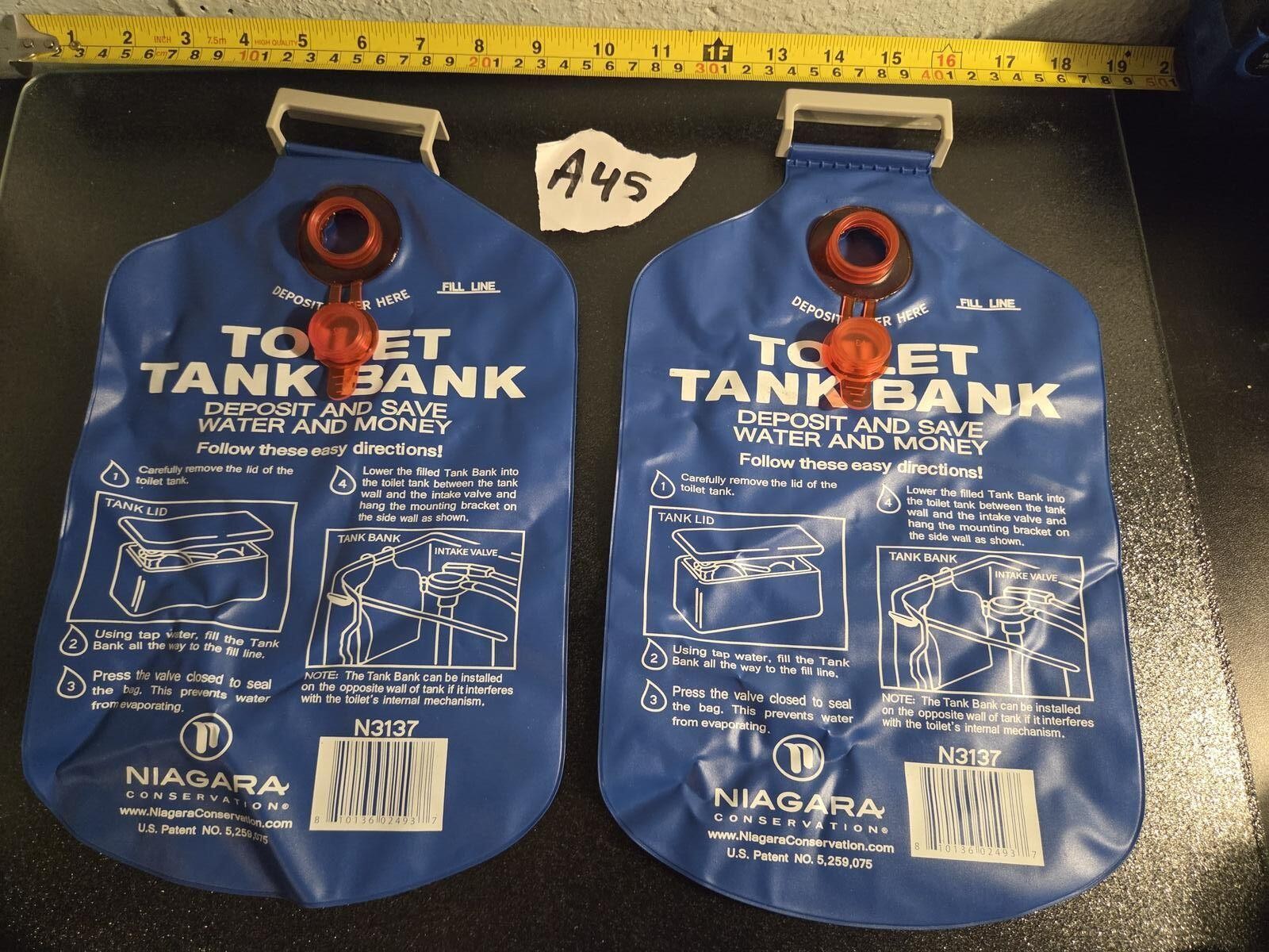 Niagara Conservation Toilet Tank Bank | Water Saving Displacement Bag - Lot of 2
