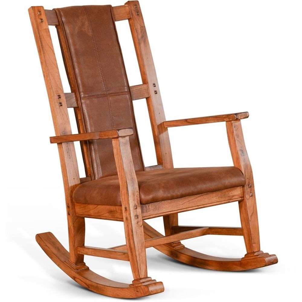Pemberly Row Set of 2 Farmhouse Mindi Wood Rocking Chair in Rustic Oak
