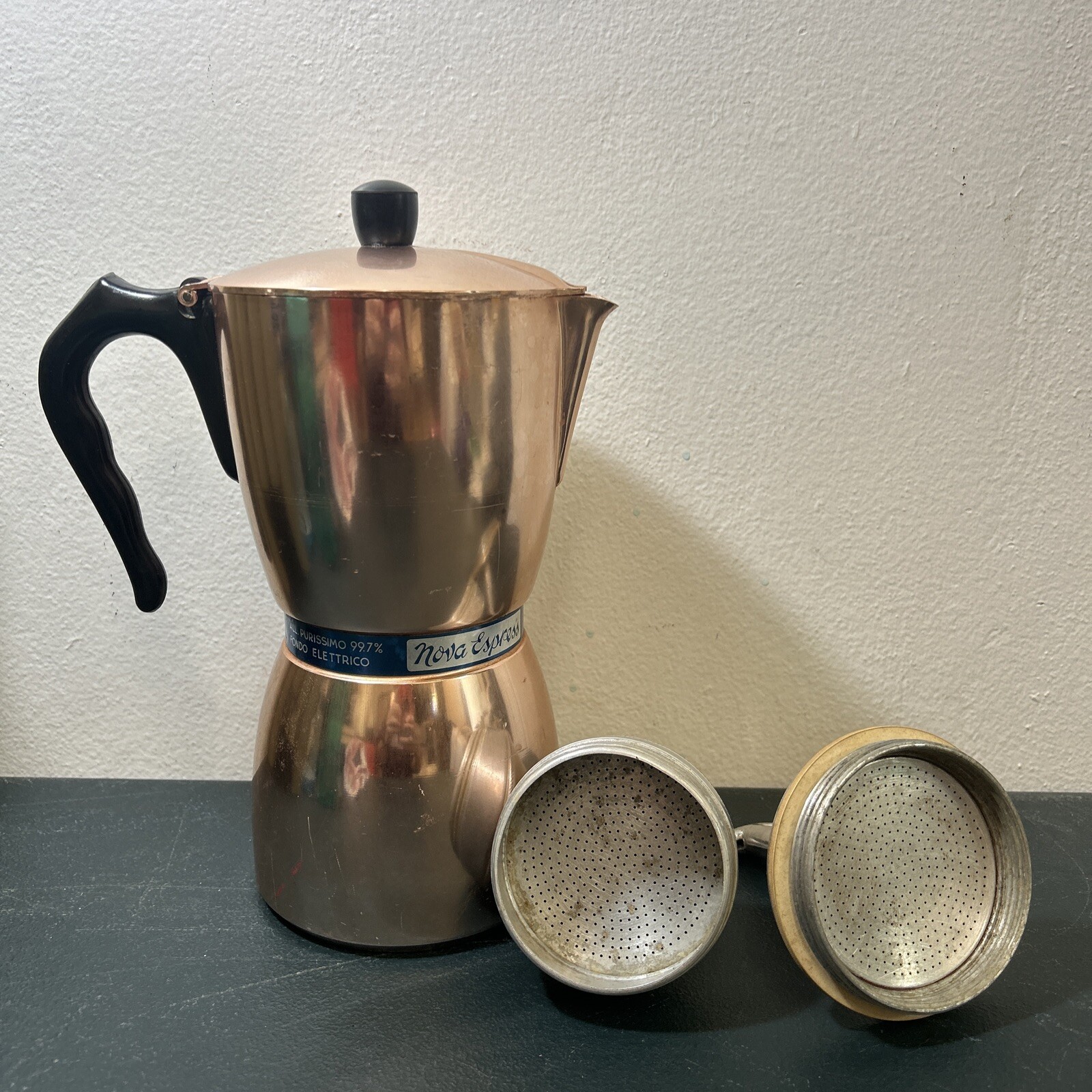 Vintage Anodised Pink Nova Espress Stovetop Espresso Maker Italy Brevettata
