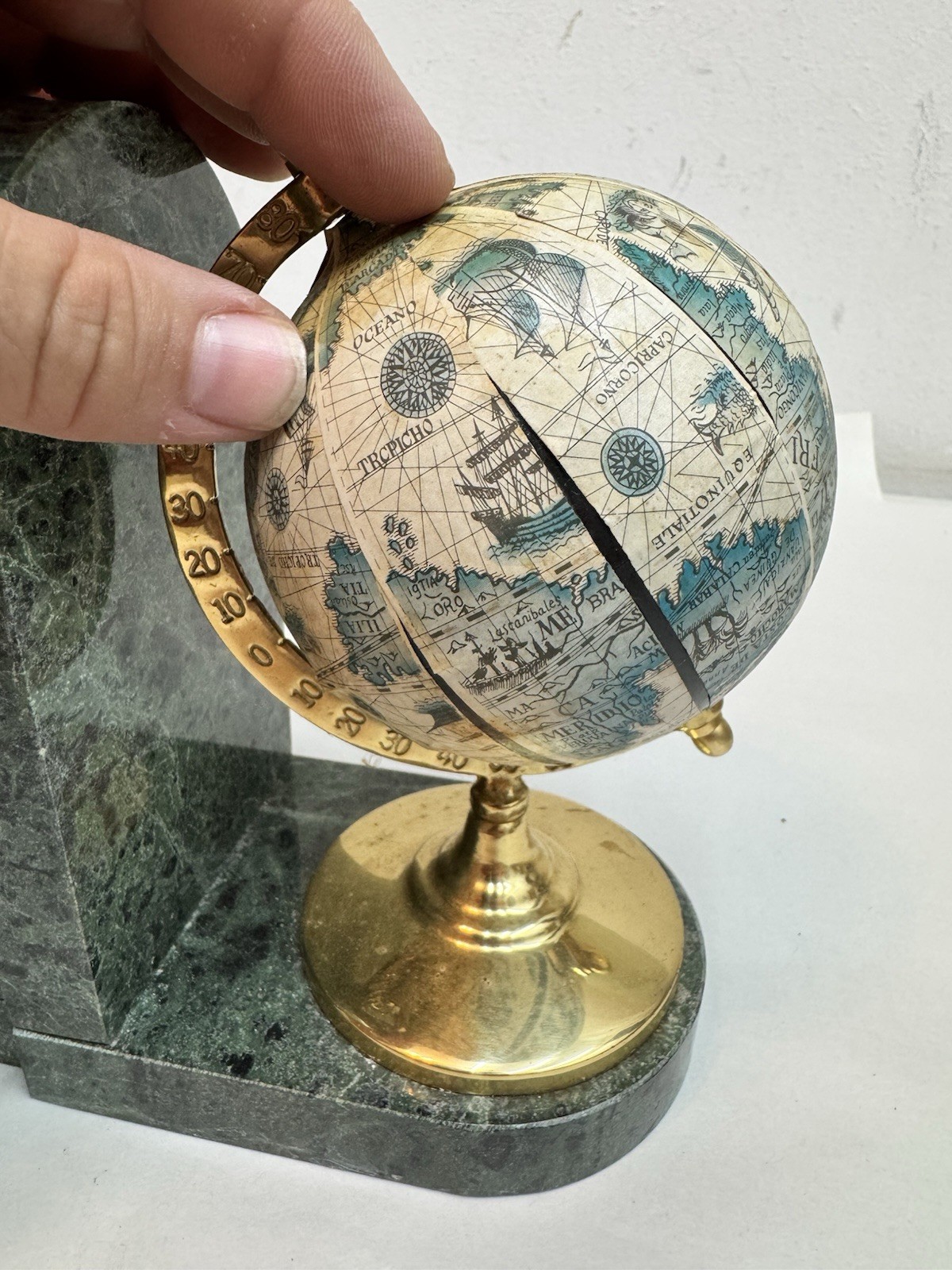 Old Globe Green Marble Book Ends