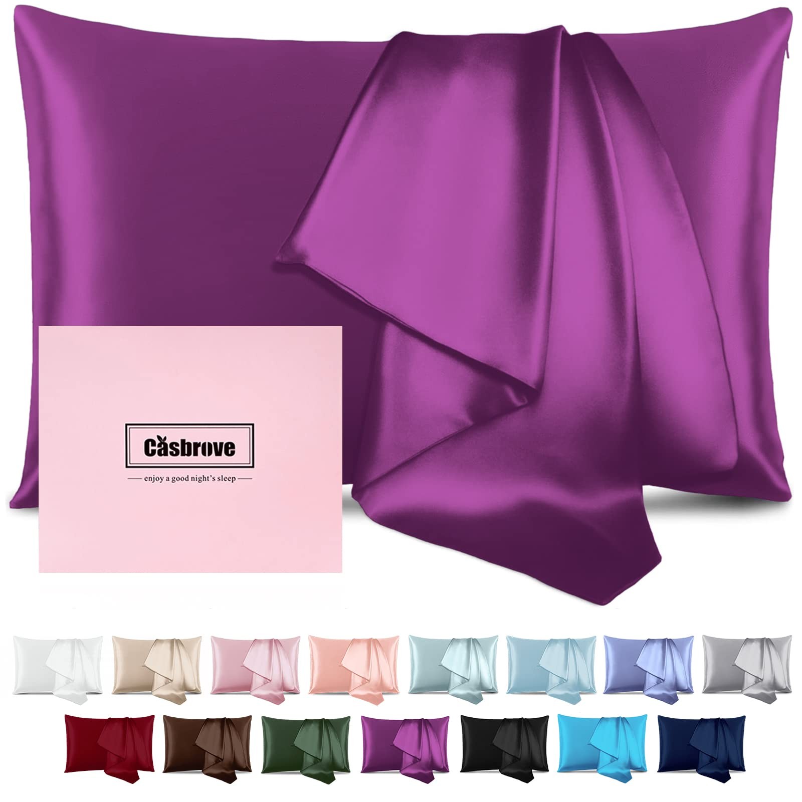 Casbrove Purple Silk Pillowcase For Immersive Sleep Hair And Skin Care
