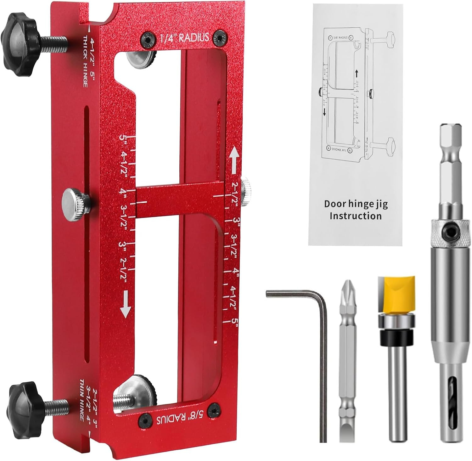 Door Hinge Jig, Aluminum Alloy Door Hinge Template Kit for Router, Adjustable Mo