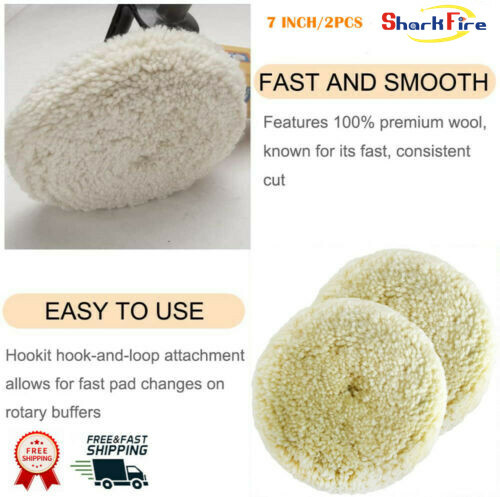 7Inch 100% Wool Hook & Loop Grip Buffing Pad for Compound Cutting & Polishing