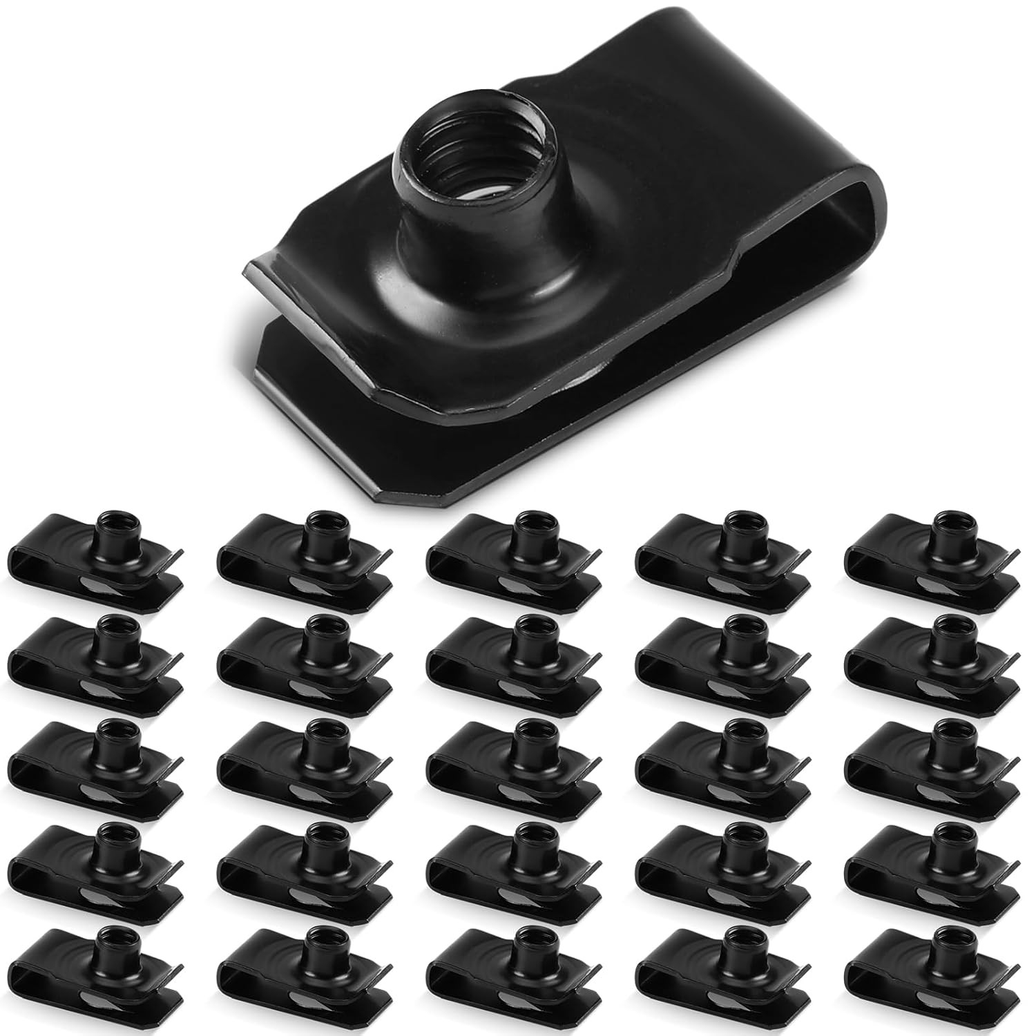 25 Pcs Extruded U Type Nuts Bumper Fender U Style Clip on Nut Extruded U Style S