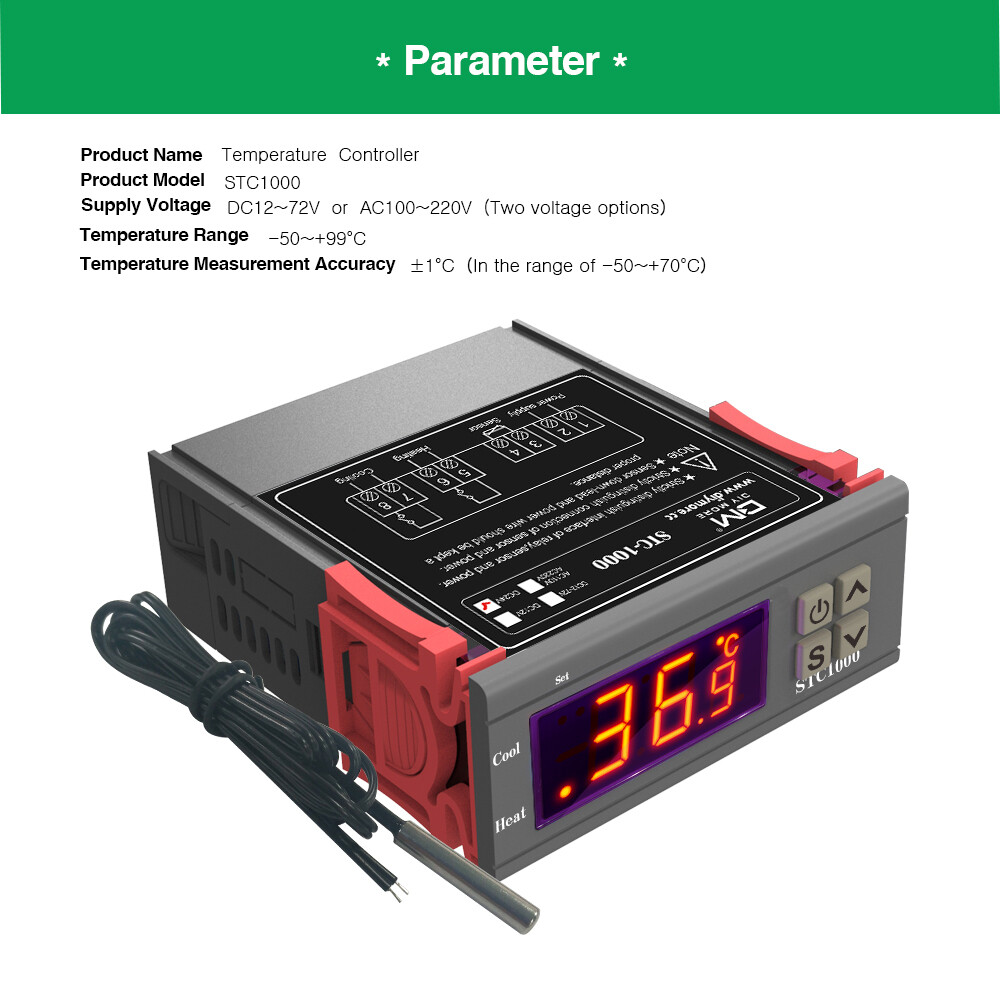 DC 24V STC-1000 Digital Thermostat Temperature Control Controller NTC Sensor