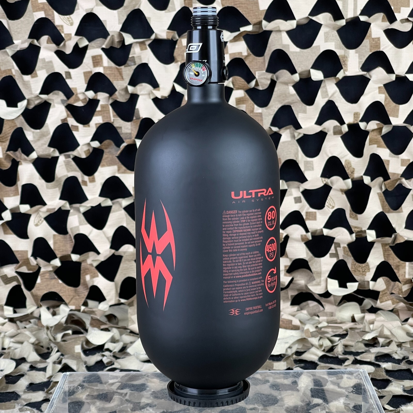 NEW Empire Ultra Carbon Fiber Air Tank w/ FLO Regulator - Black/Red - 80/4500