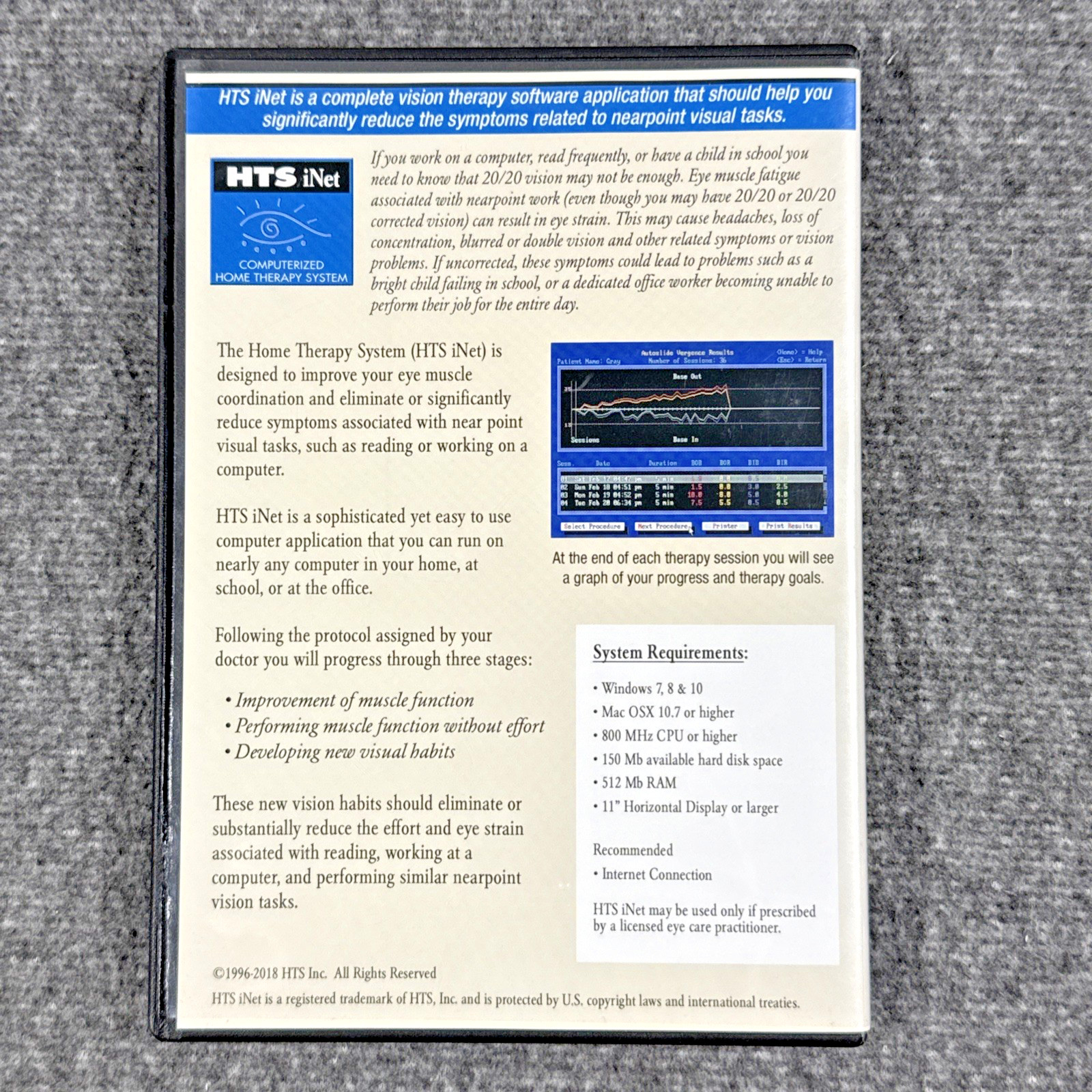 HTS iNet Computerized Home Vision Therapy CD-ROM Mac/Windows Version 9.3.8