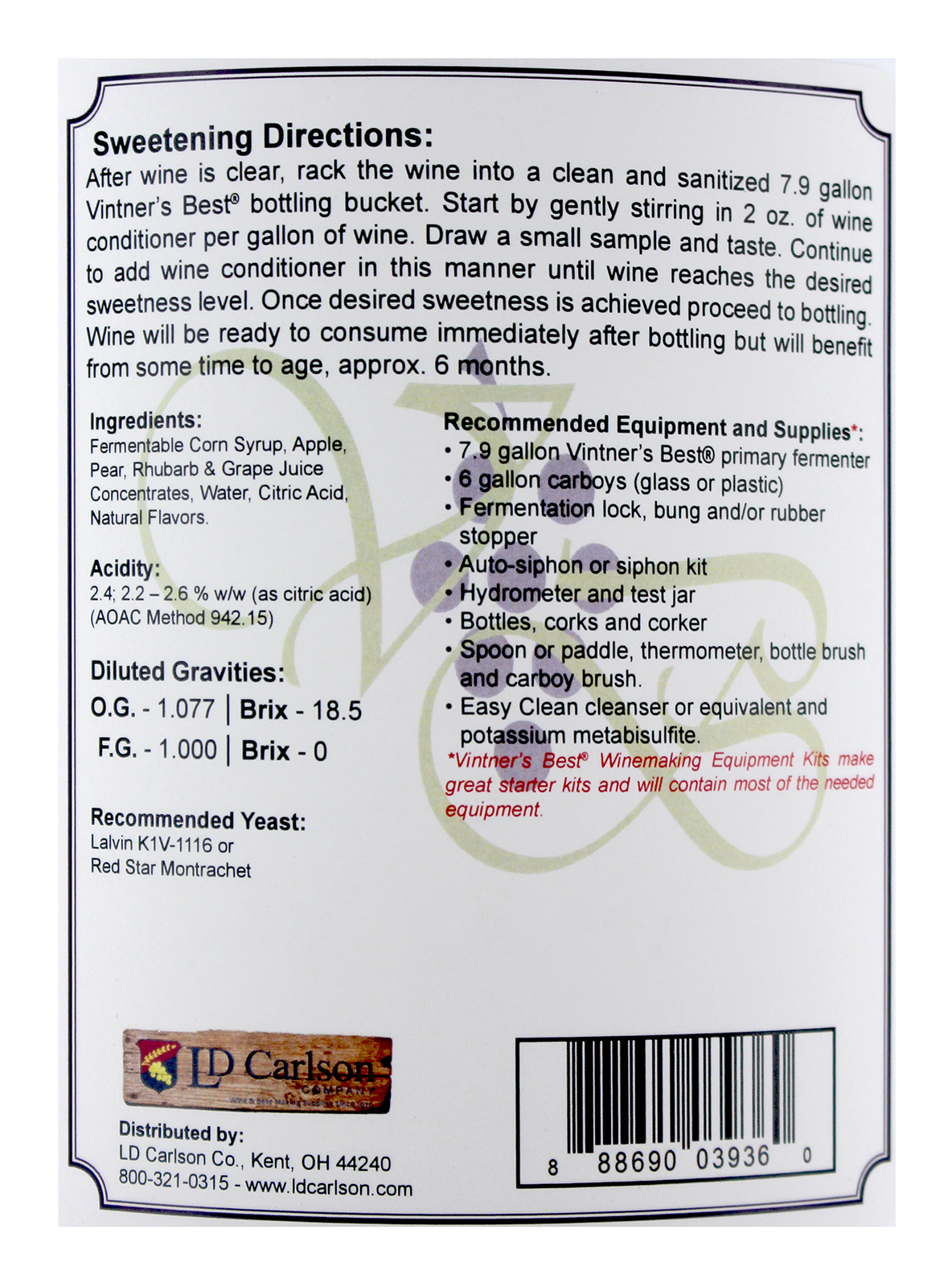 Complete Fruit Wine Base Kit-Rhubarb