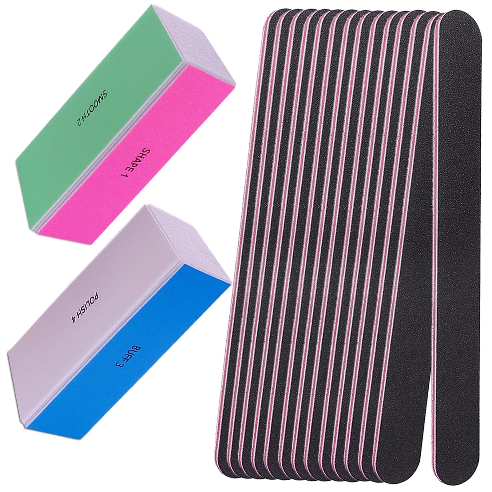 Nail File and Buffer Set, 4 Way Nail Buffers Shine Kit Professional Nail Files