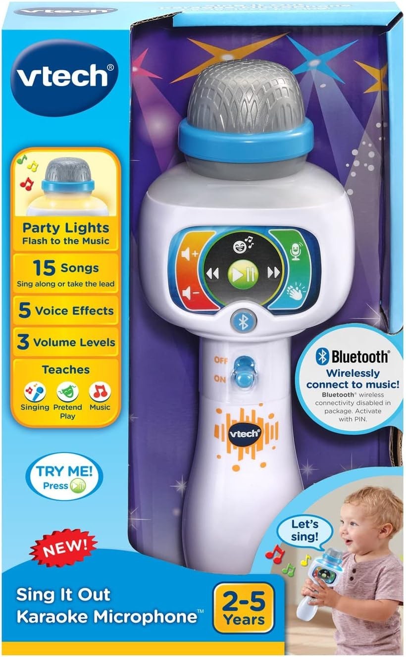 VTech Sing It Out Karaoke Microphone Bluetooth Wireless Technology White *NEW*