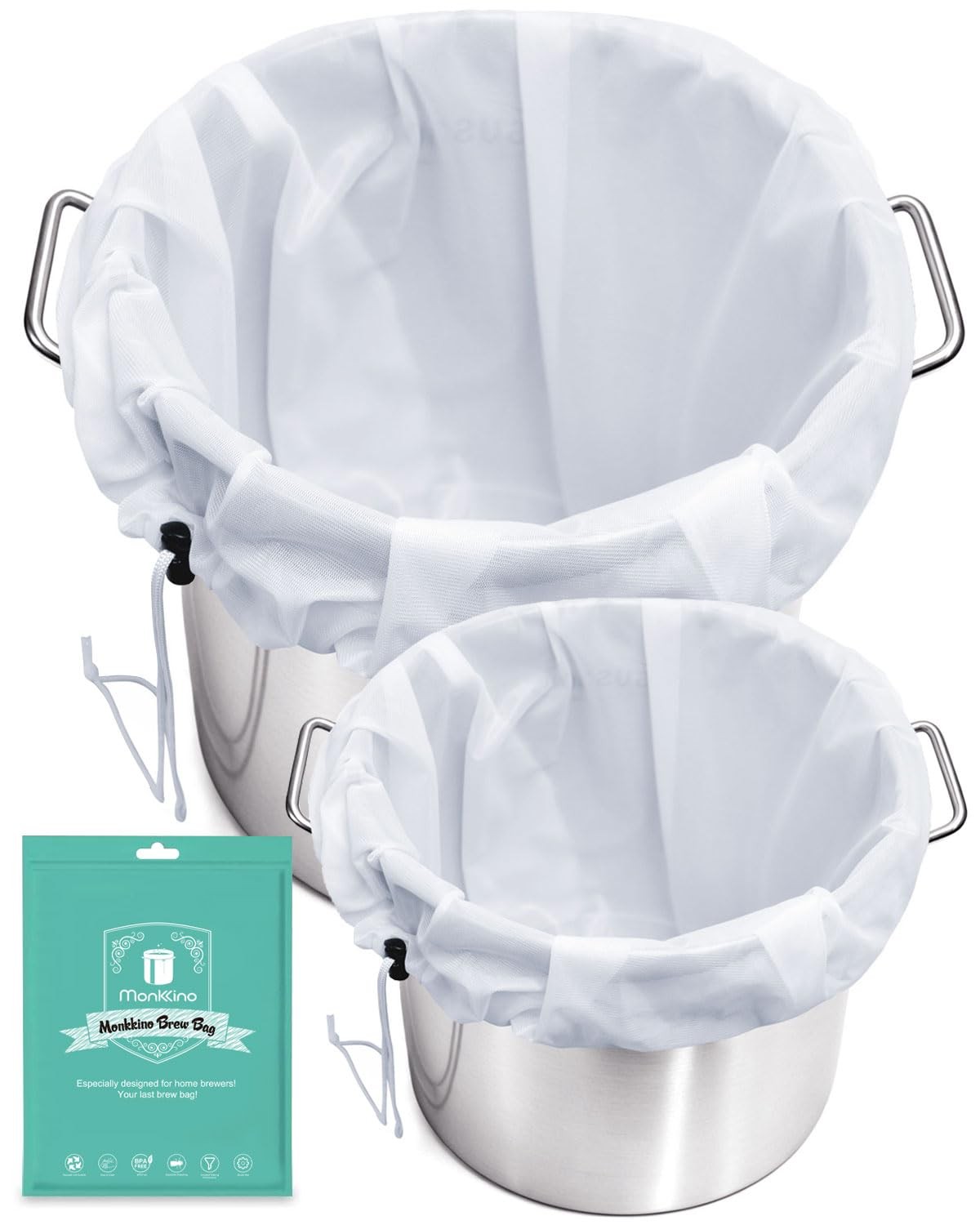 2 Brew Bags Extra Large 250 Micron Mesh Reusable Drawstring 510 Gallon Filter