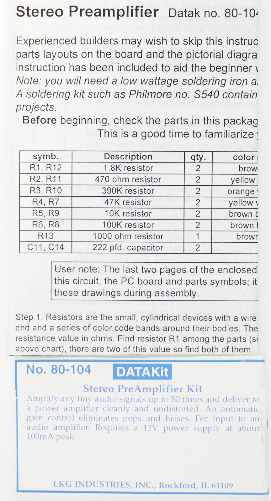 DATAKit Stereo PreAmplifier Kit 80-104