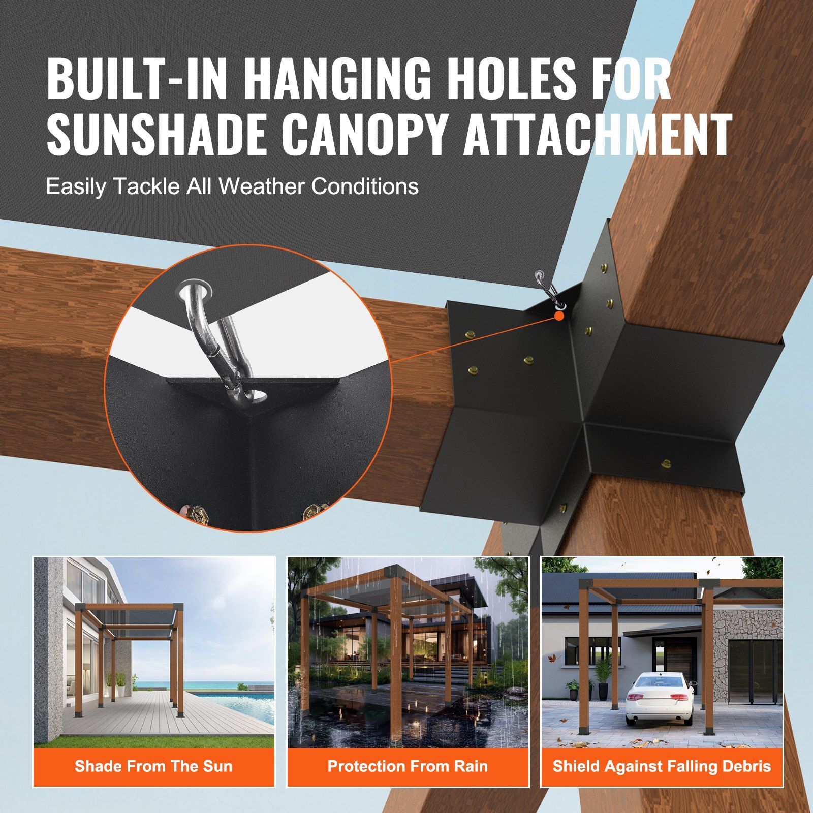 2pcs Pergola Bracket Kit Corner Bracket Woodworks DIY Post Base Kit