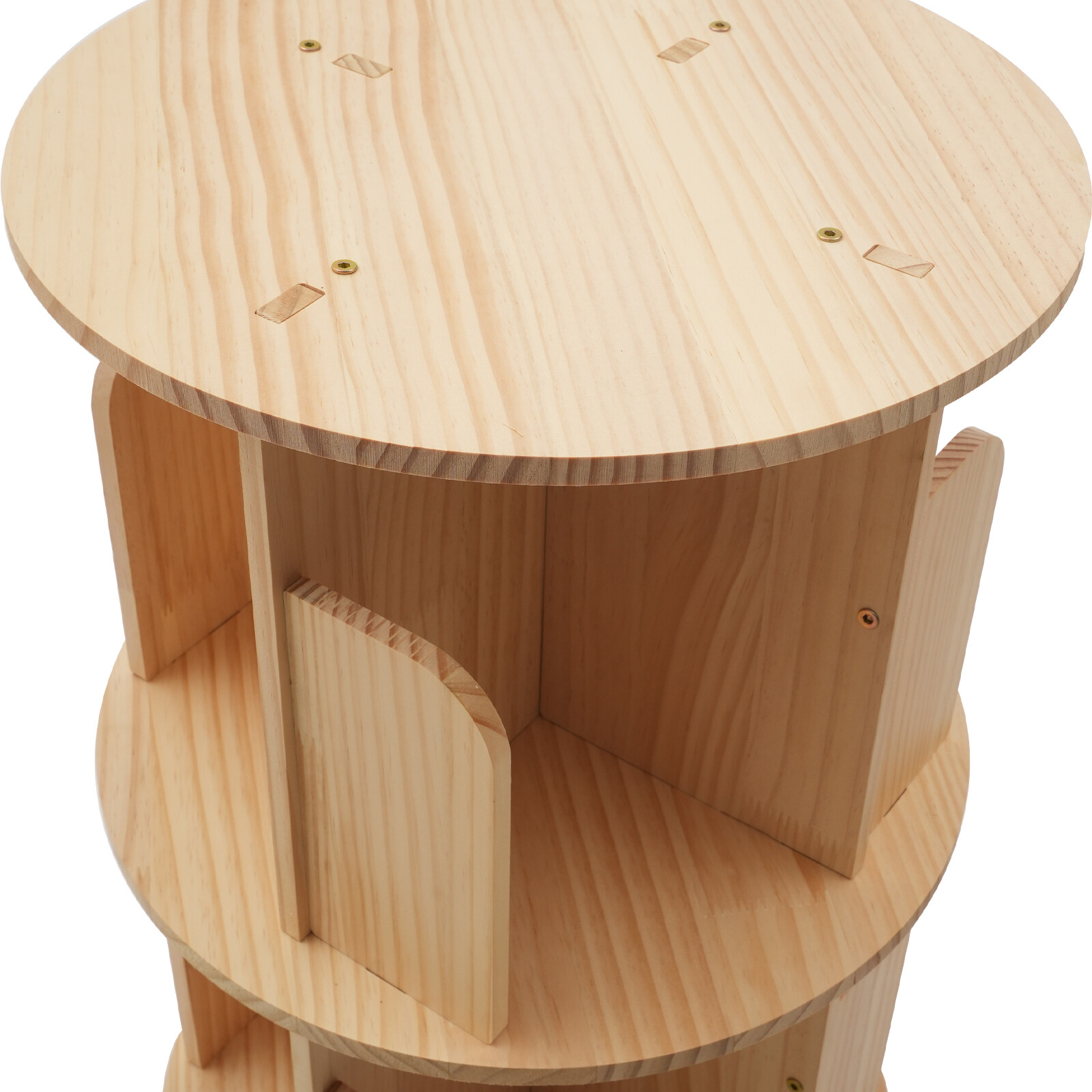 1-tier Floor Standing Solid Wood Single-layer Rotating Bookshelf 31cm H Bookcase