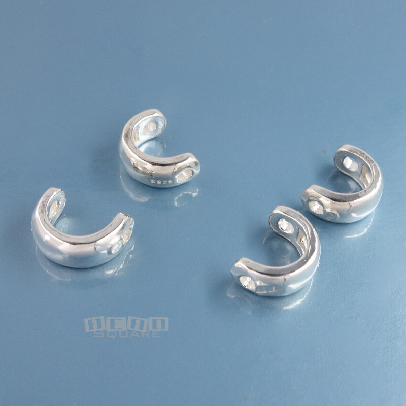 4 Solid Sterling Silver C-Shaped Round Bead Spacer Frames ap. 6.5mm x 9mm #33854