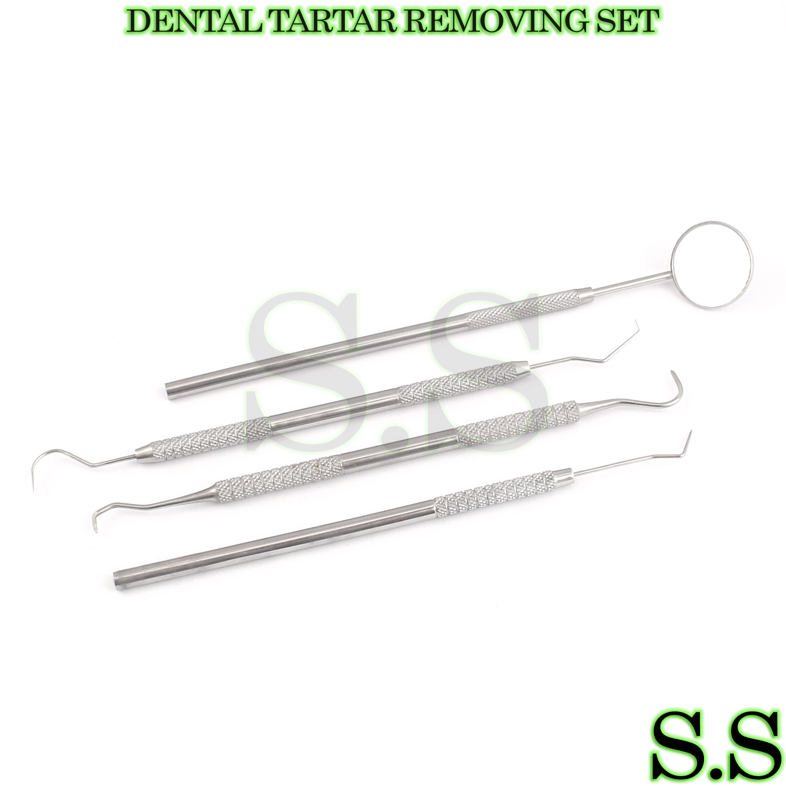 NEW DENTAL TARTAR REMOVING KIT SET OF 4 PLAQUE REMOVING INSTRUMENTS PR-0073