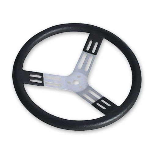 Longacre 52-56820 15" Aluminum Steering Wheel - Black With Spokes and Bump Grip