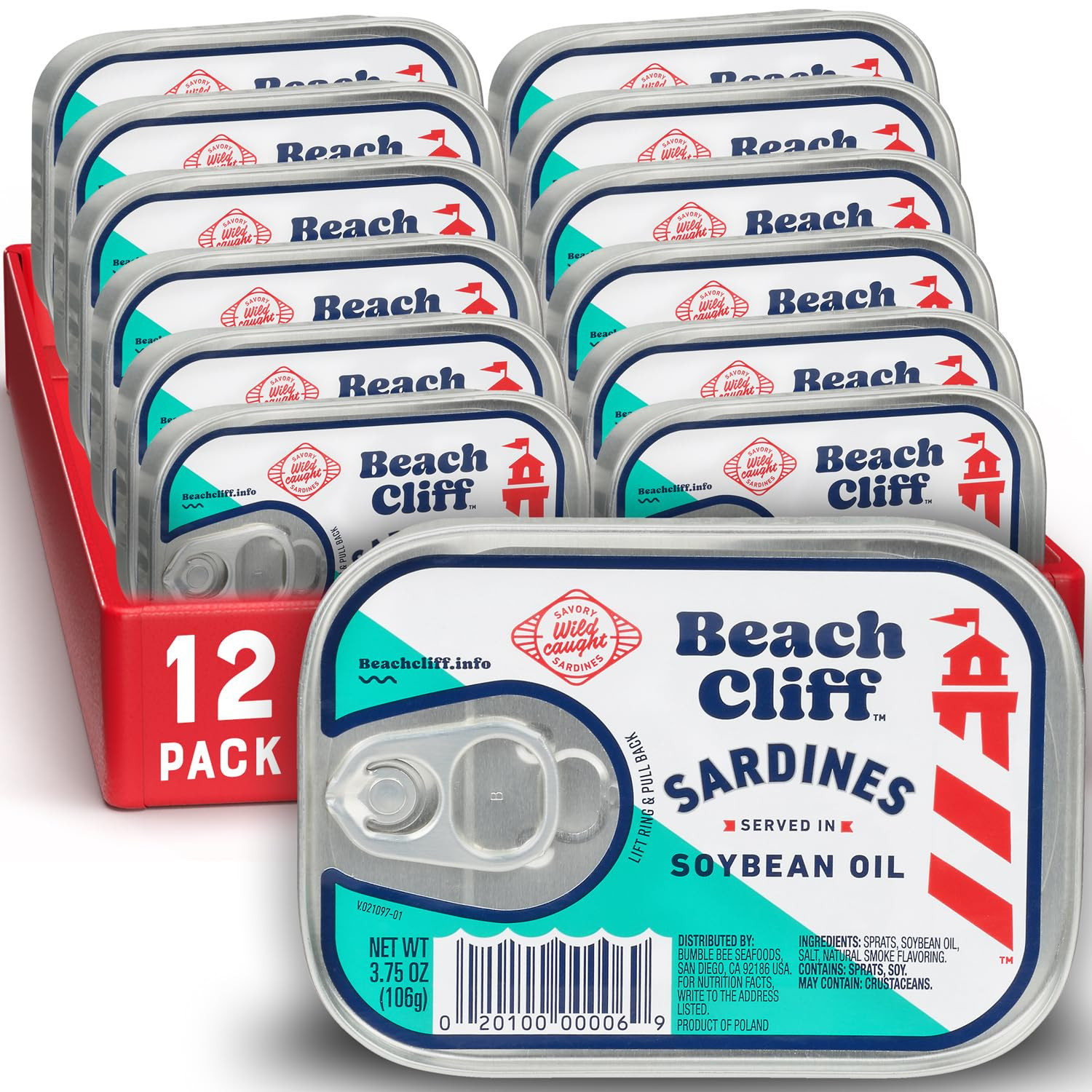 Wild Caught Sardines in Soybean Oil, 3.75 Oz Can (Pack of 12)