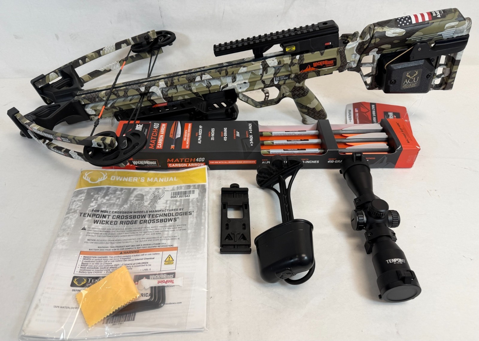 Used- Wicked Ridge Invader M1 Crossbow with ACUdraw (non-decock) Device Peak XT