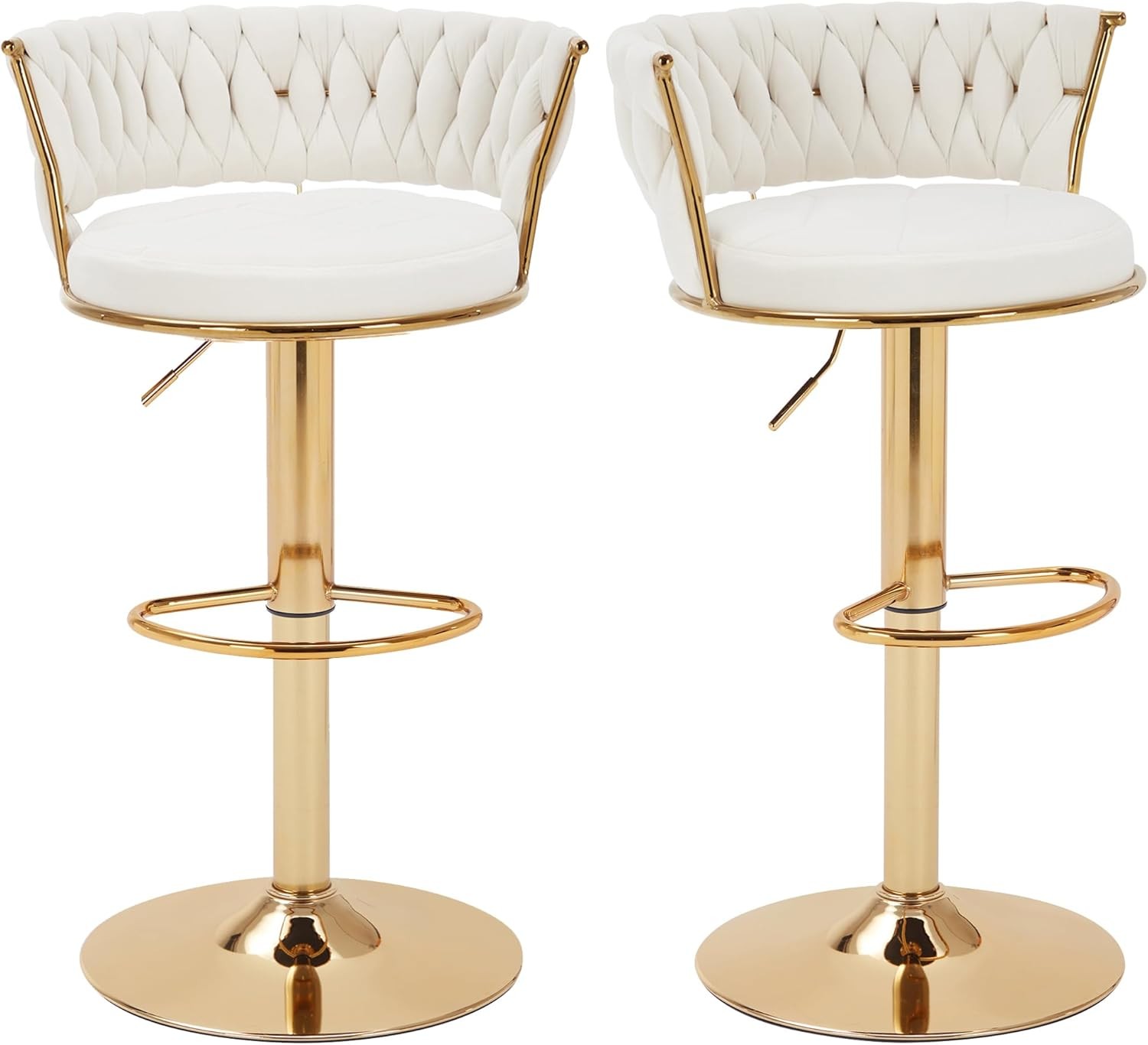 Bar Stools Set of 2 Adjustable Barstools Counter Height Stools W/ Back & Arm