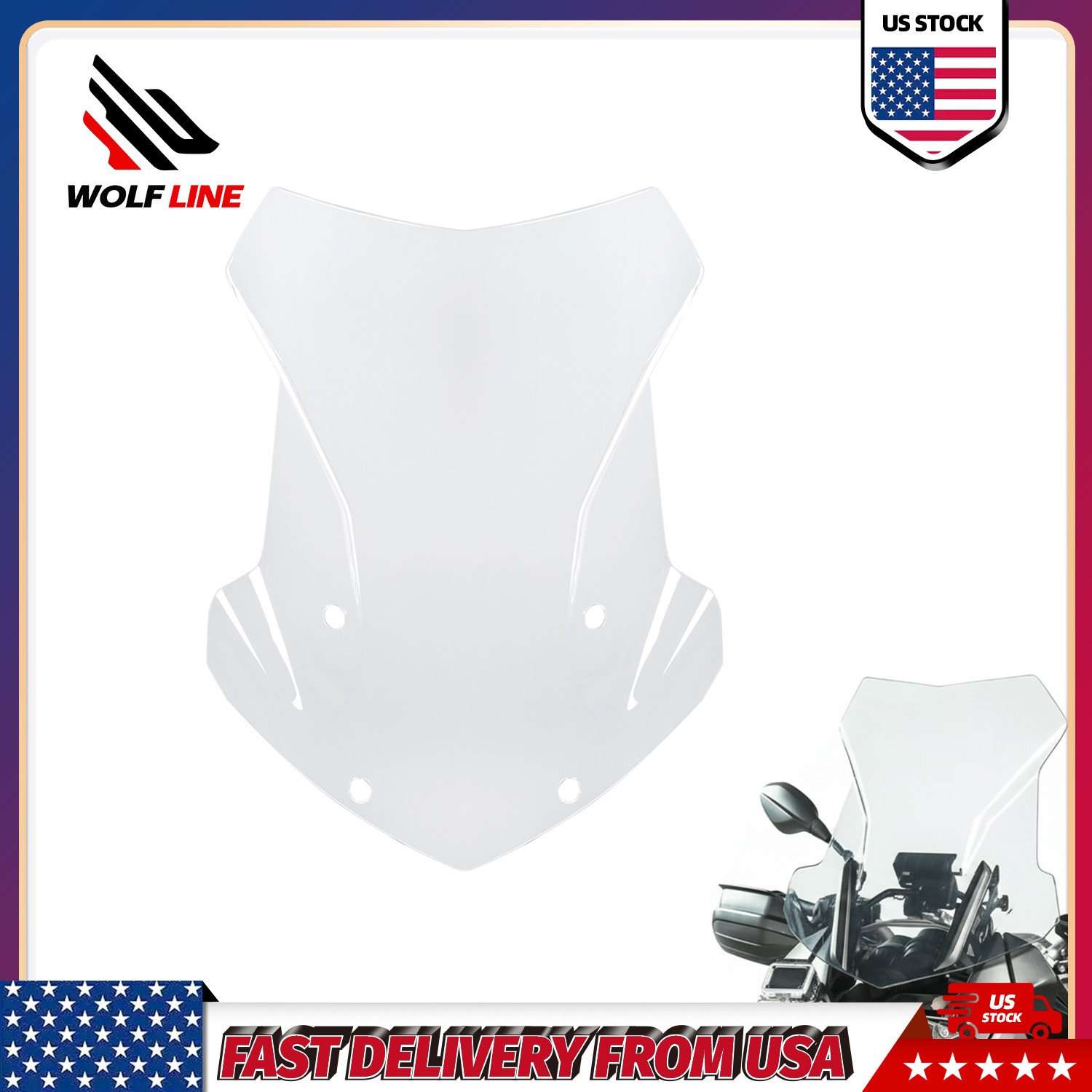 WOLFLINE Windshield for BMW R1200GS ADV 13-2018 R1250GS ADV 2018-2023 Windscreen