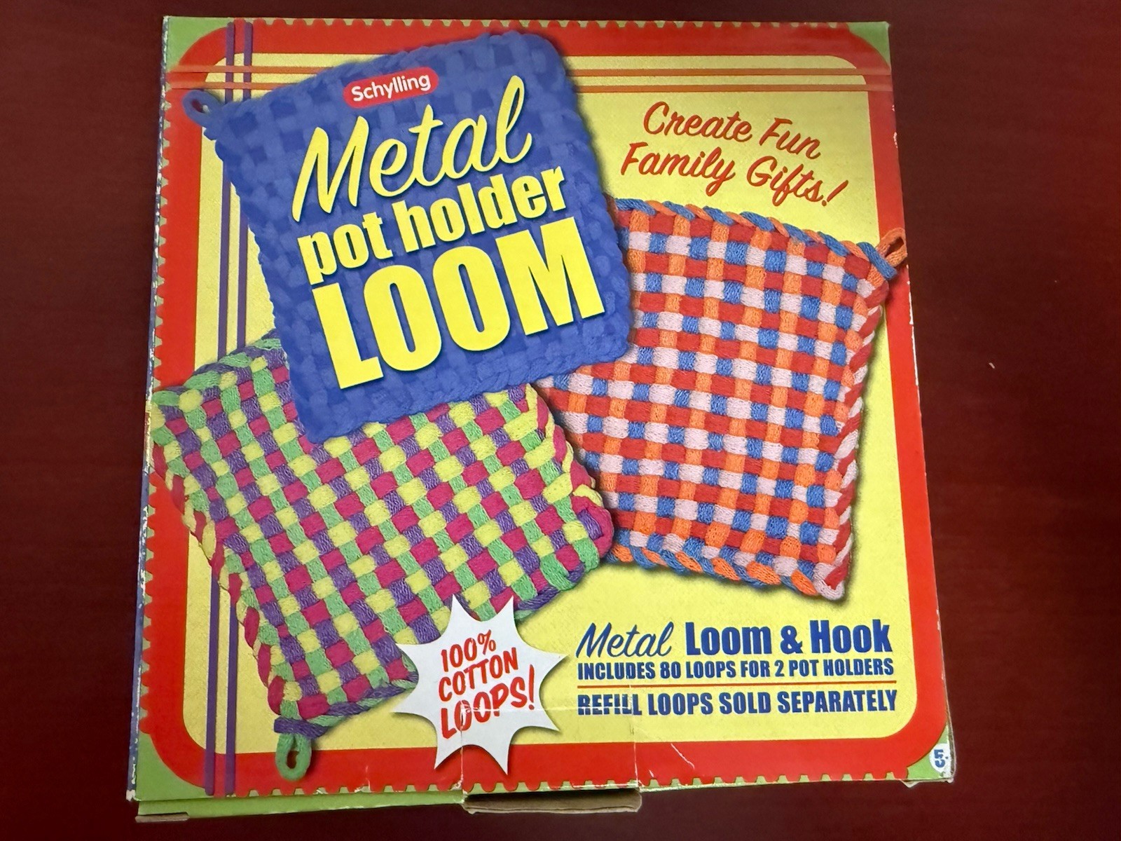 Pot Holder Weaving Loom Kit with 400 Weaving Loops of 10 Colors, Metal Crochet H