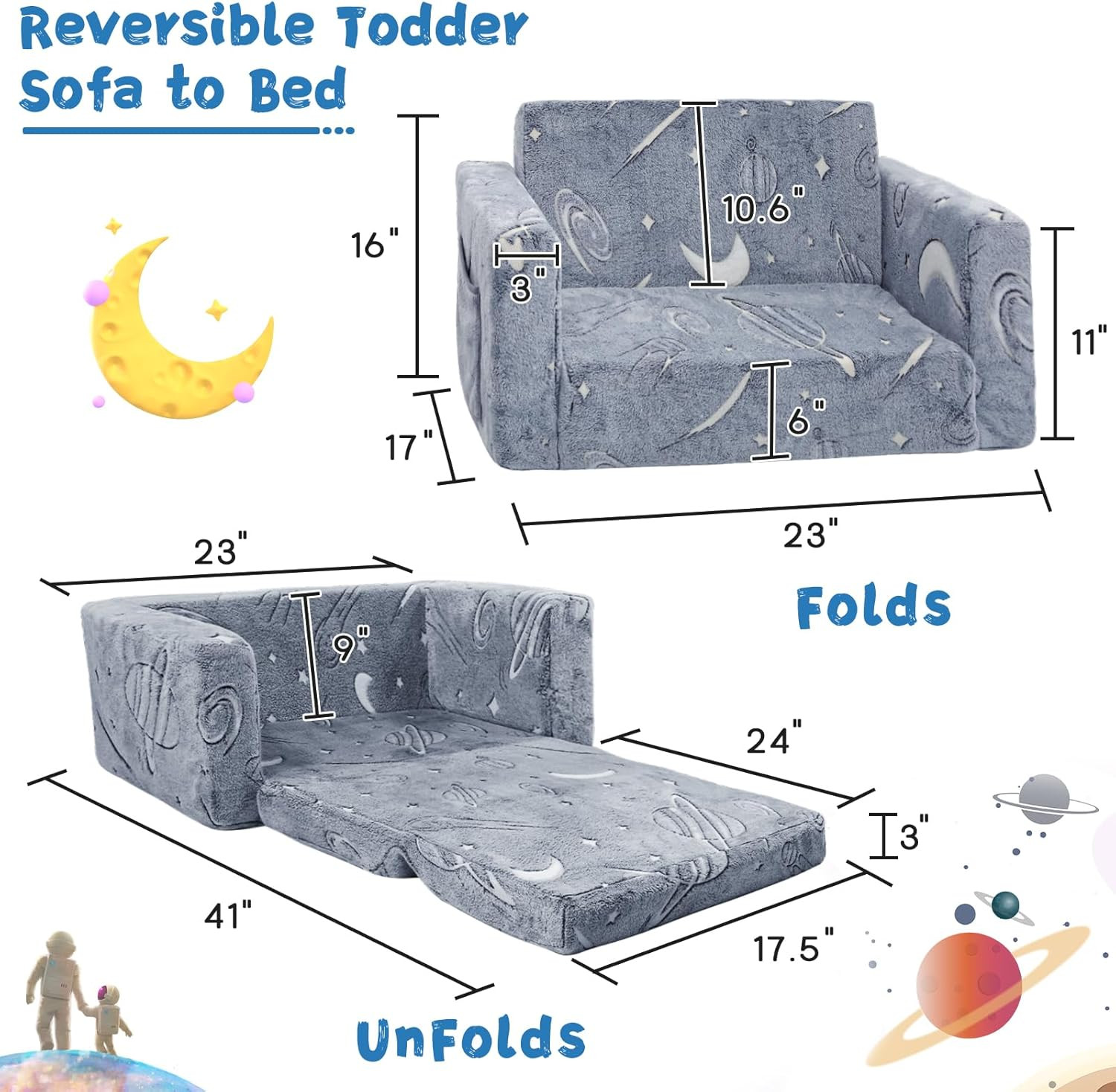 Toddler Couch,Toddler Chair,Kids Sofa Chair 2-In-1 Baby Seat Furniture Fold Out,
