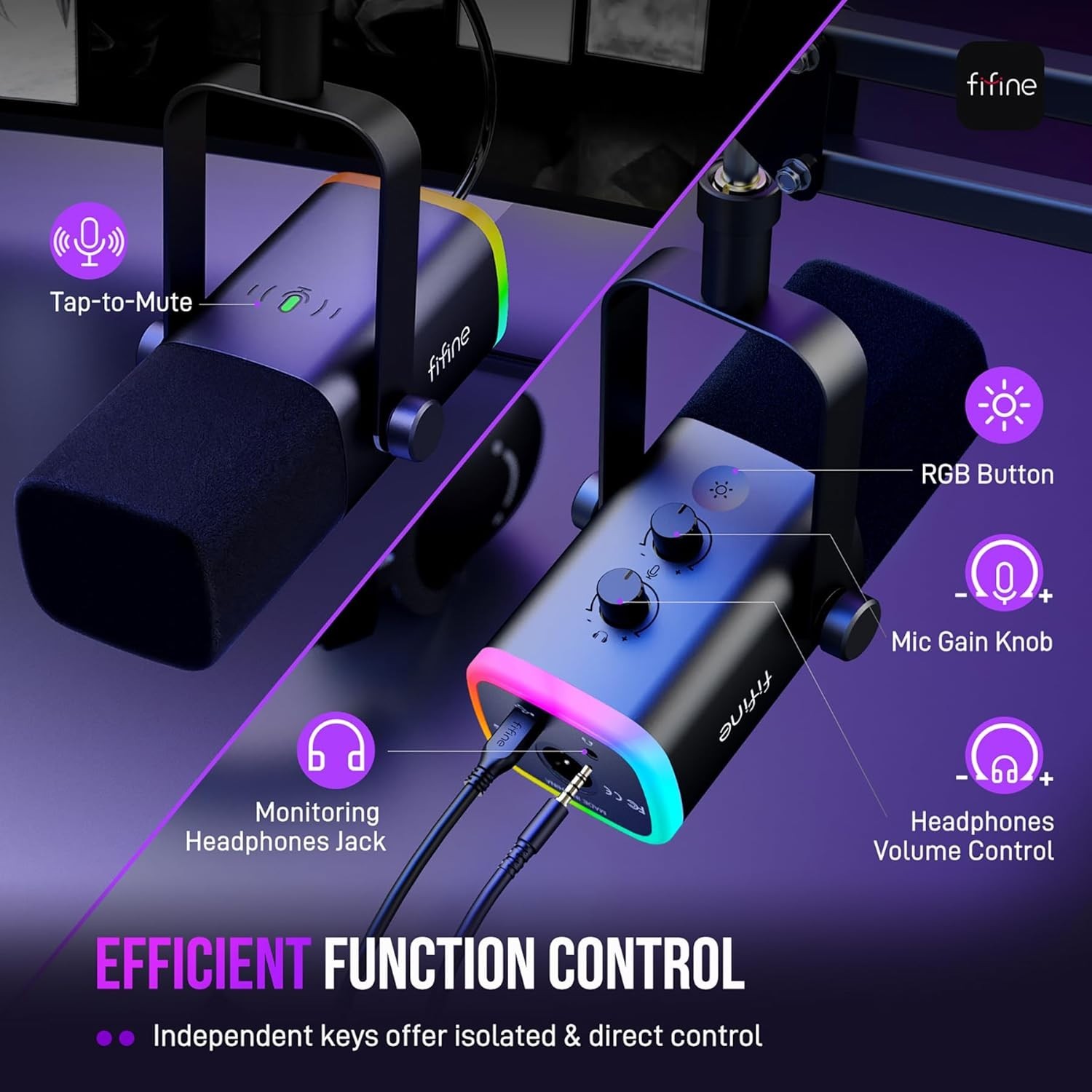 XLR/USB Gaming Microphone Set Dynamic PC Mic for Streaming Podcasting Compute...
