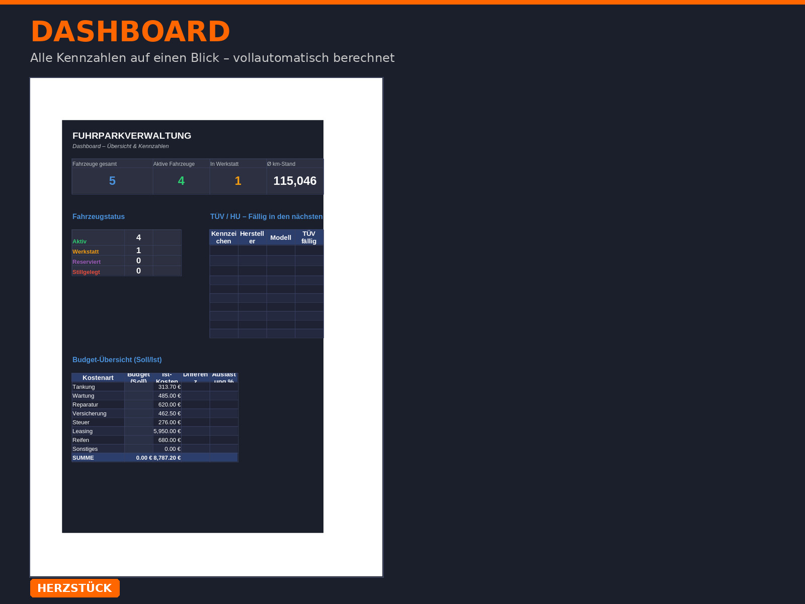 Vehicle Management Fleet Software Excel | Freight Forwarding Fleet Management TÜV