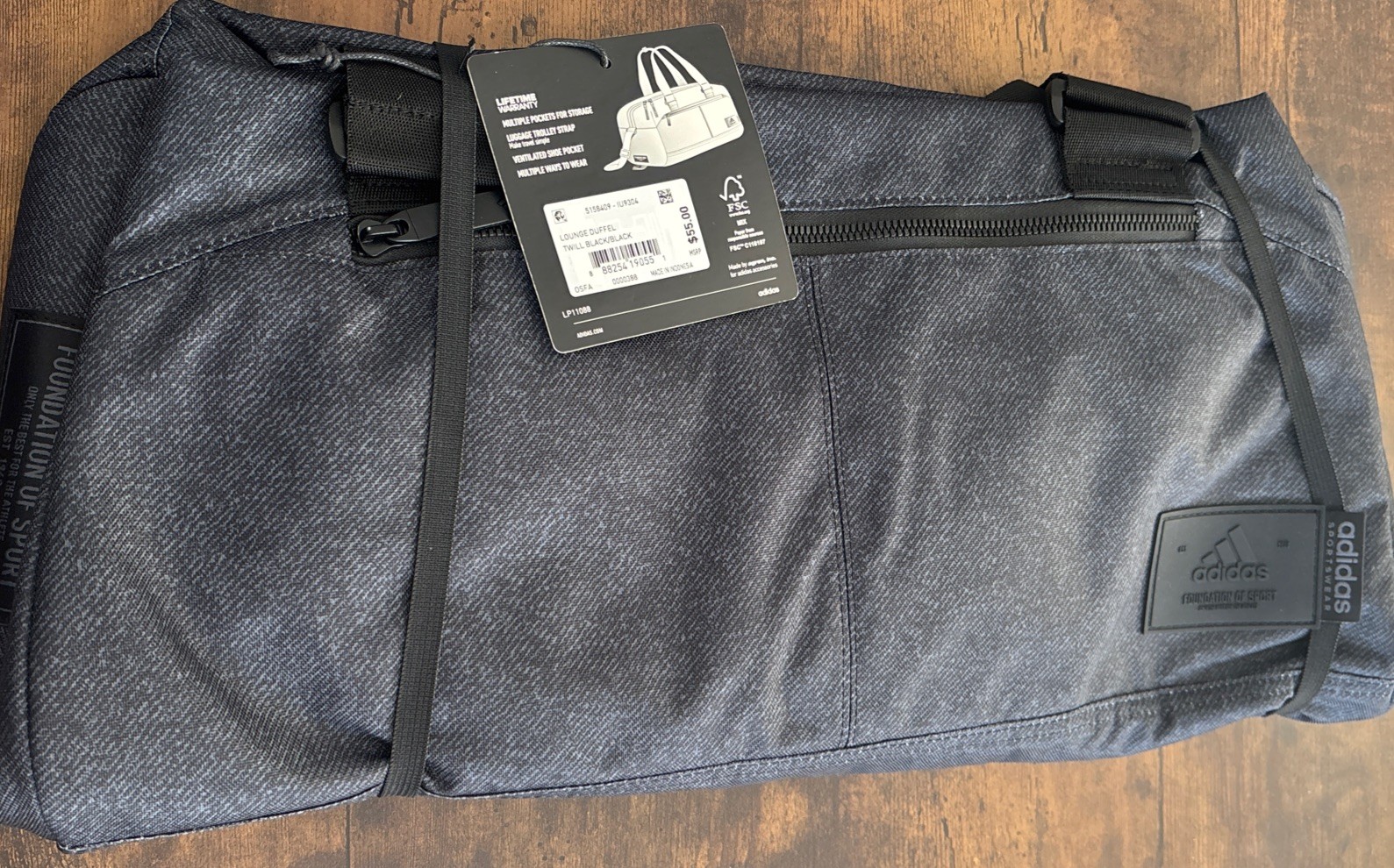 adidas Lounge Premium Sport Duffel Bag Gym Travel /W Shoe Pocket Black IU9304
