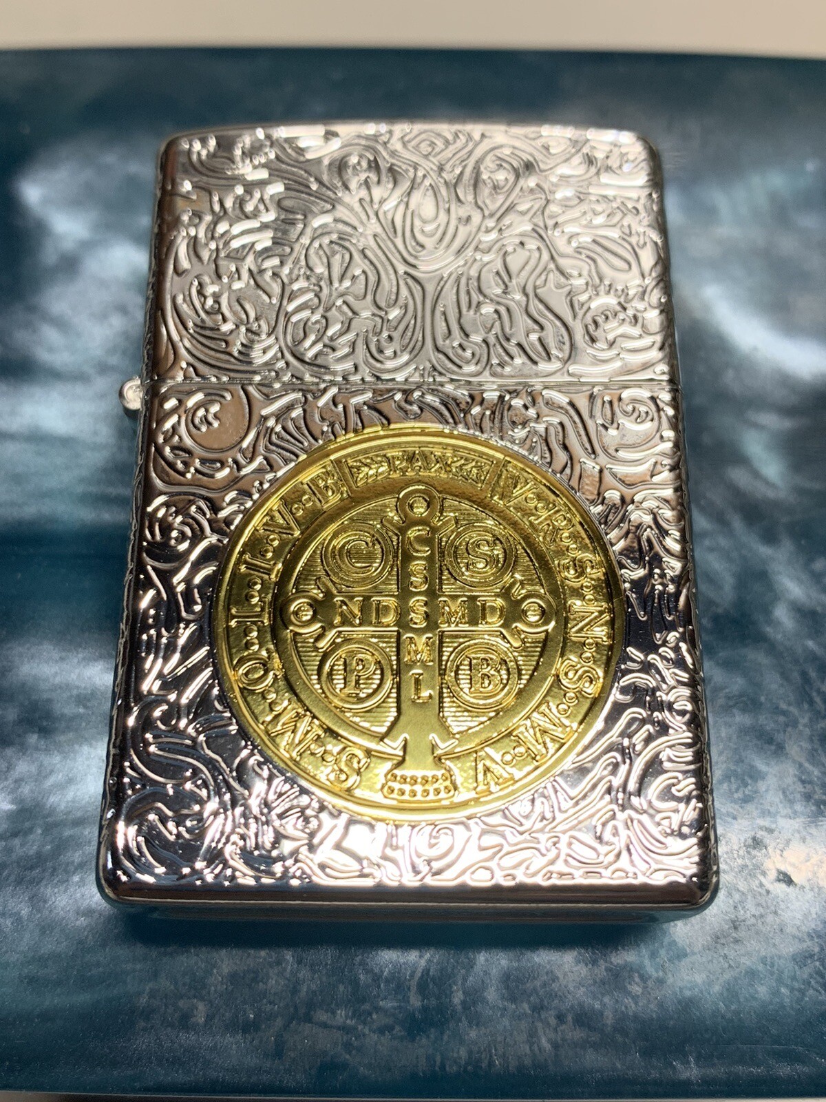 Zippo Windproof  silver St. Benedict Lighter, Constantine,  New In Box