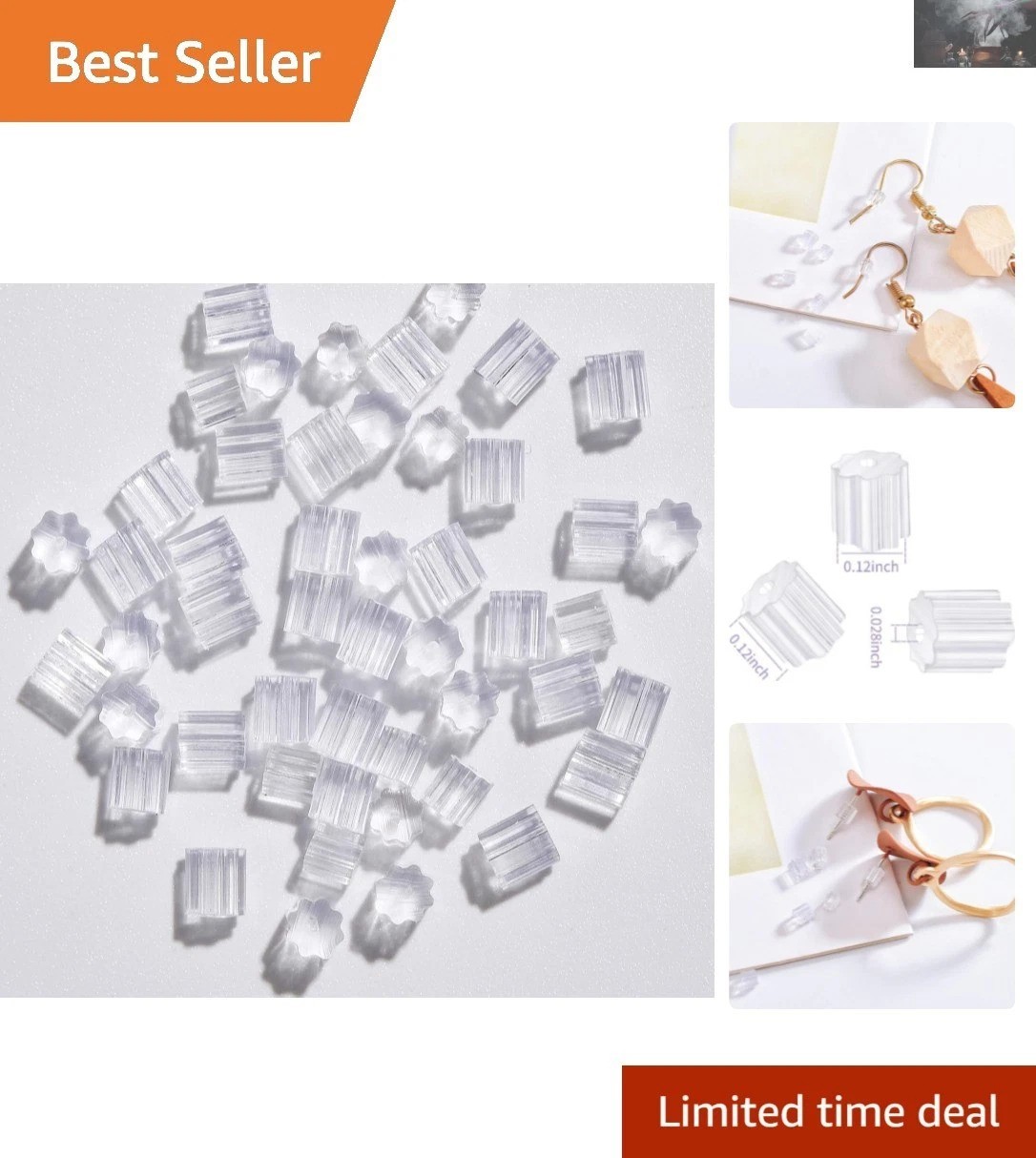 200 Silicone Earring Backs - Lightweight, Invisible & Perfect for DIY Projects