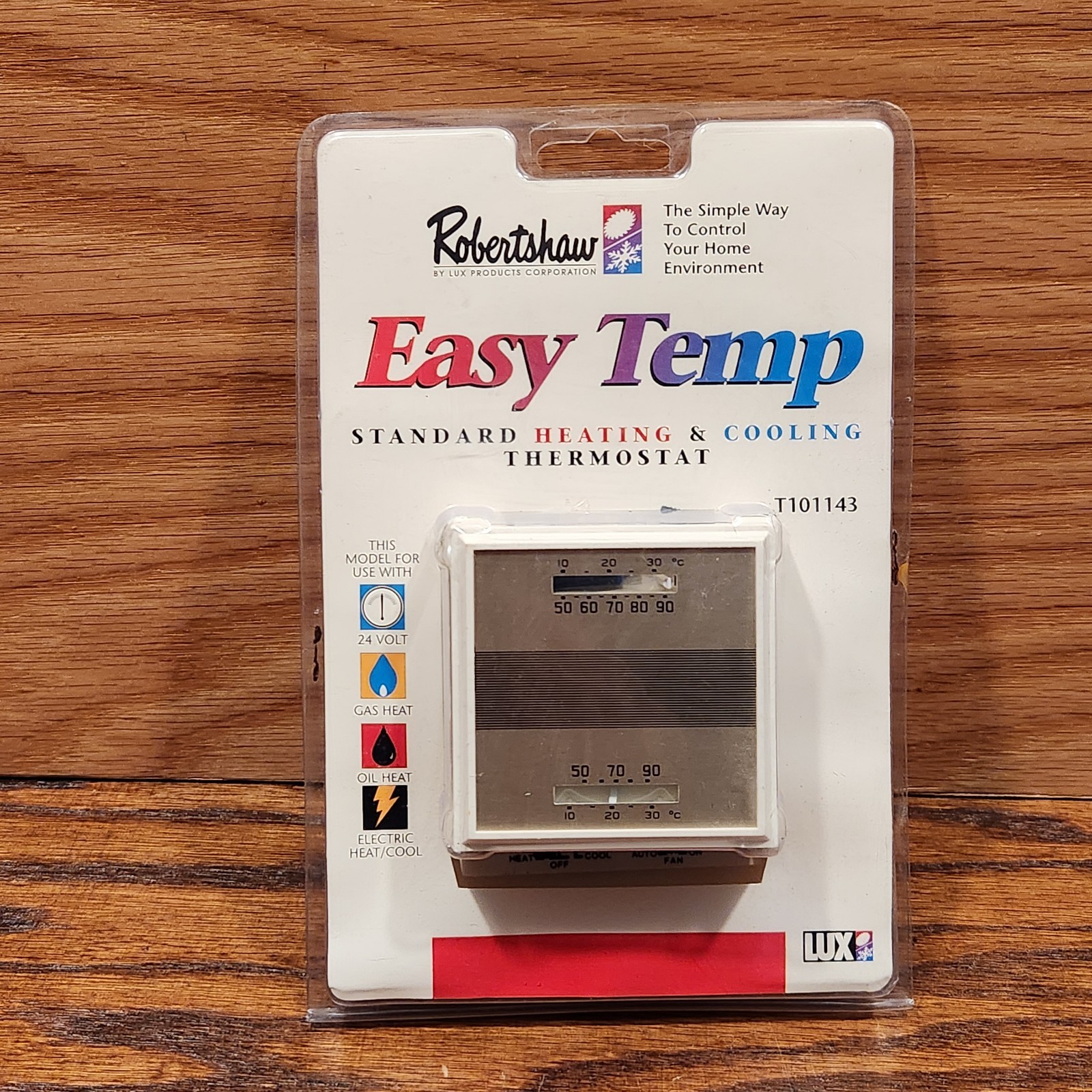 SEALED Lux Products Easy Temp T101143 Standard Heating and Cooling Thermostat