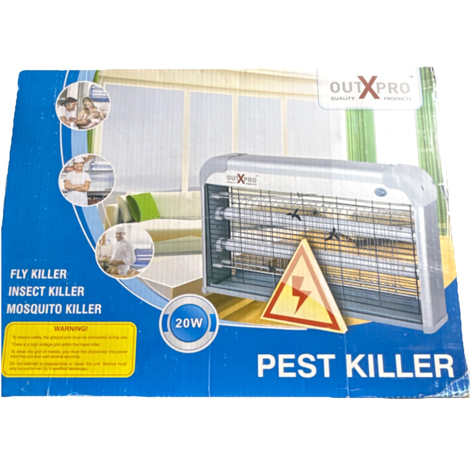 OUTXPRO 20W Electric Pest Killer Lamp Silver Indoor Outdoor Mosquito Fly
