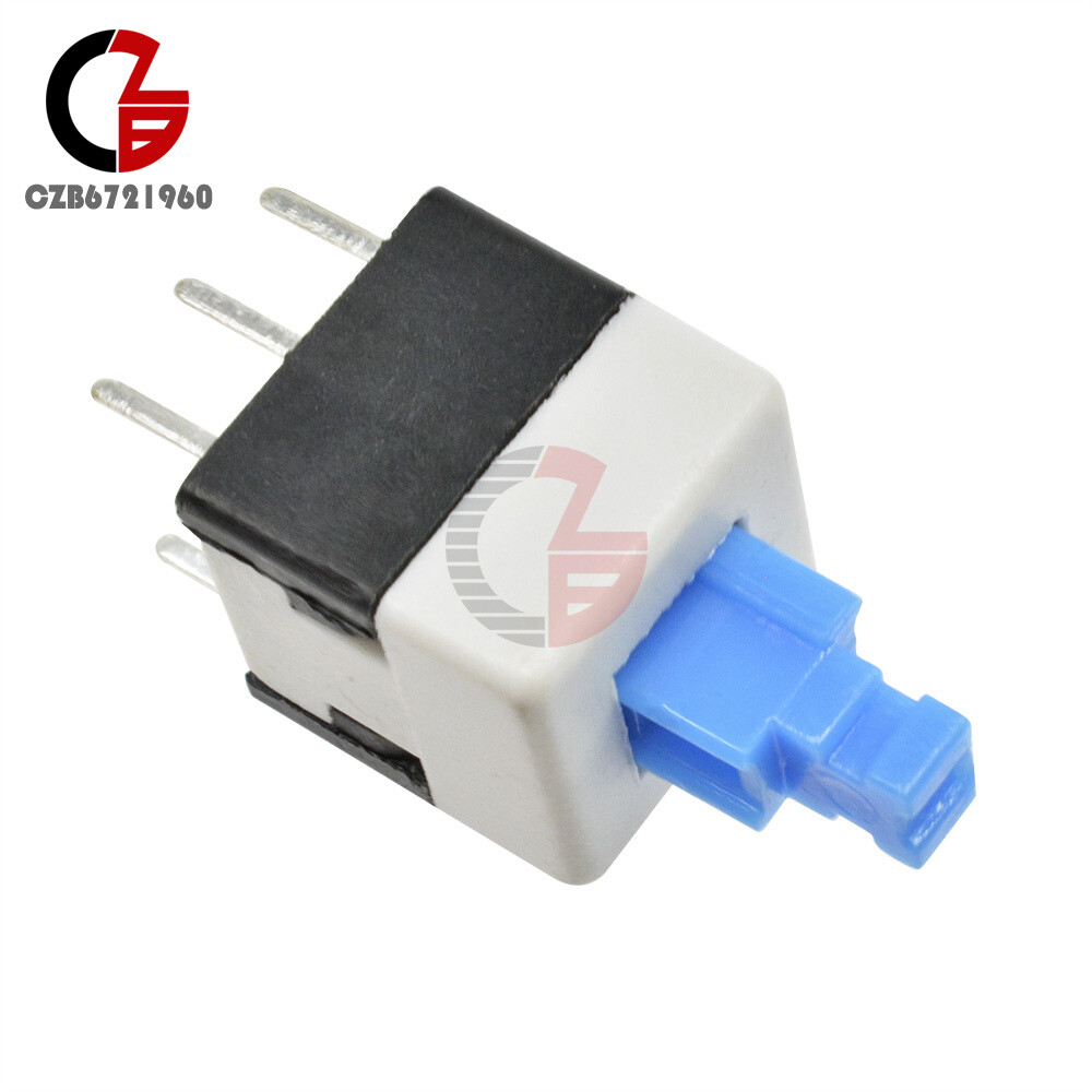 20pcs Cap Self-locking Type Square Blue 8X8mm Button Switch Control