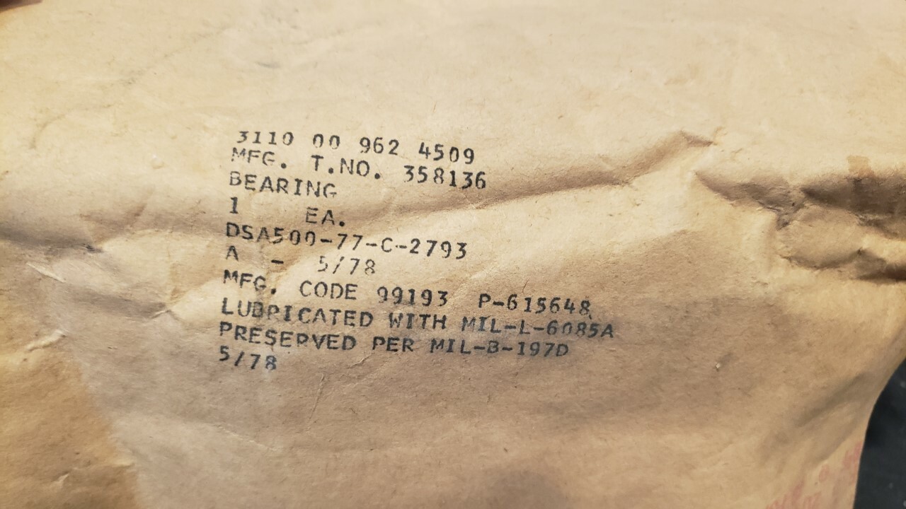 HONEYWELL BEARINGS -  P/N 358136 3110-00-962-4509