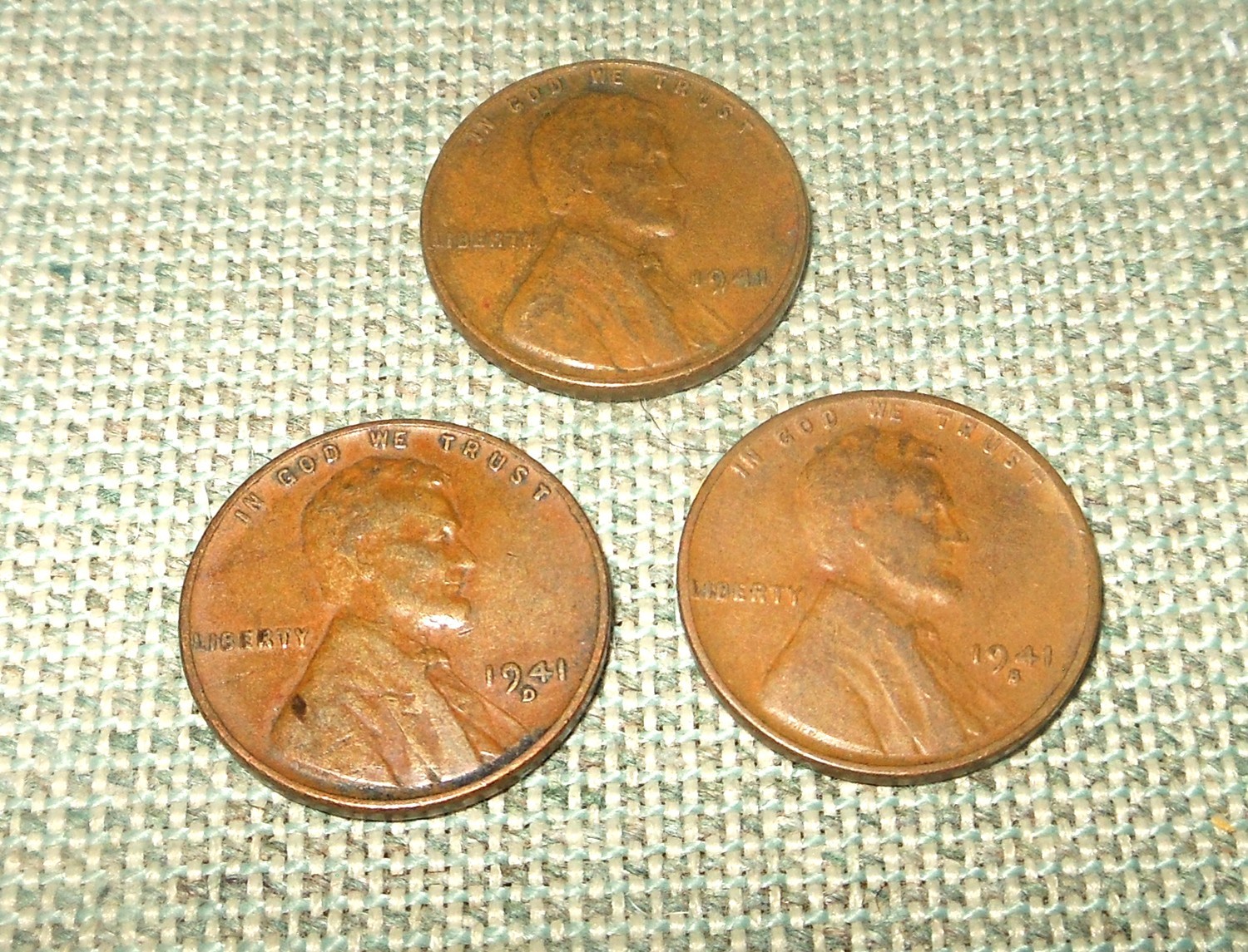 1941 P - D - S Circulated Lincoln Cents
