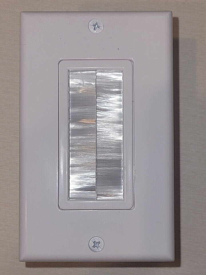 1 New white Brush Wall Plate single 1 Gang, with cut in ring or LV ring