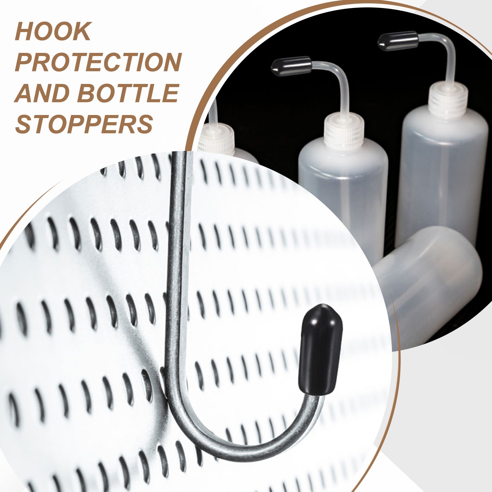 100pcs Pegboard Hook Tip Protector Rubber End Caps Inner Dia 5mm White