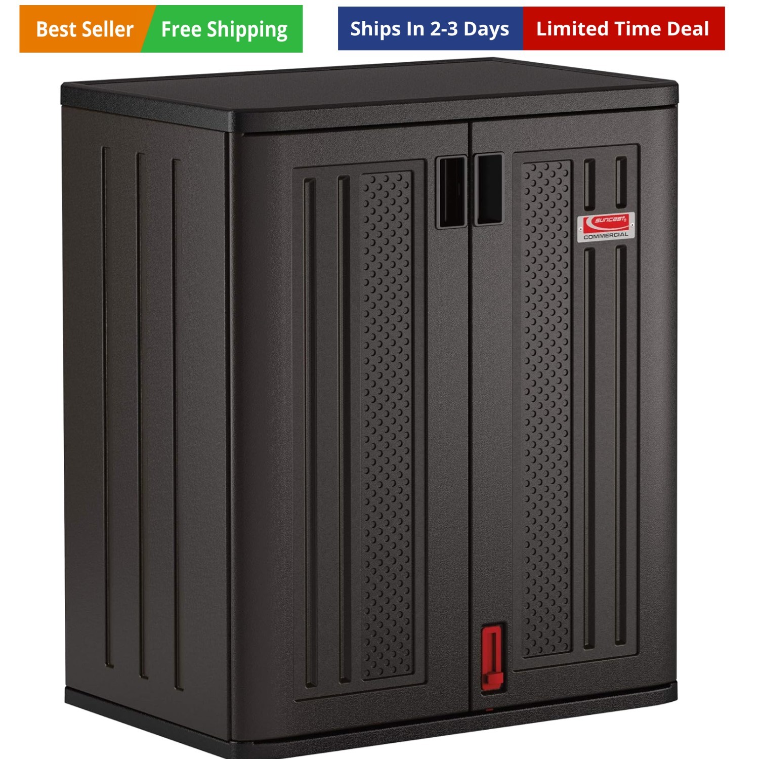 Suncast Heavy-Duty Resin Outdoor Storage Cabinet, 30" W x 20.25" D x 36" H Da...