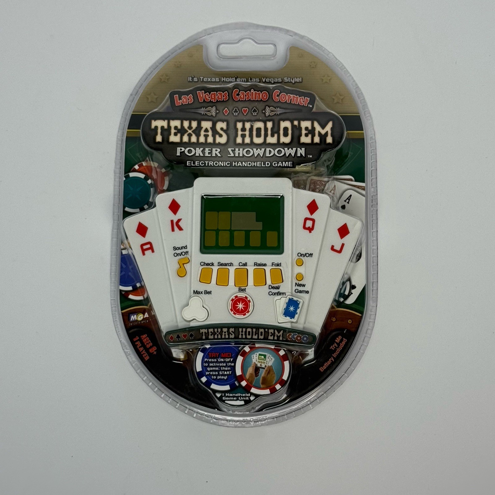 MGA Texas Hold Em Poker Showdown Handheld Electronic Game Brand New Sealed