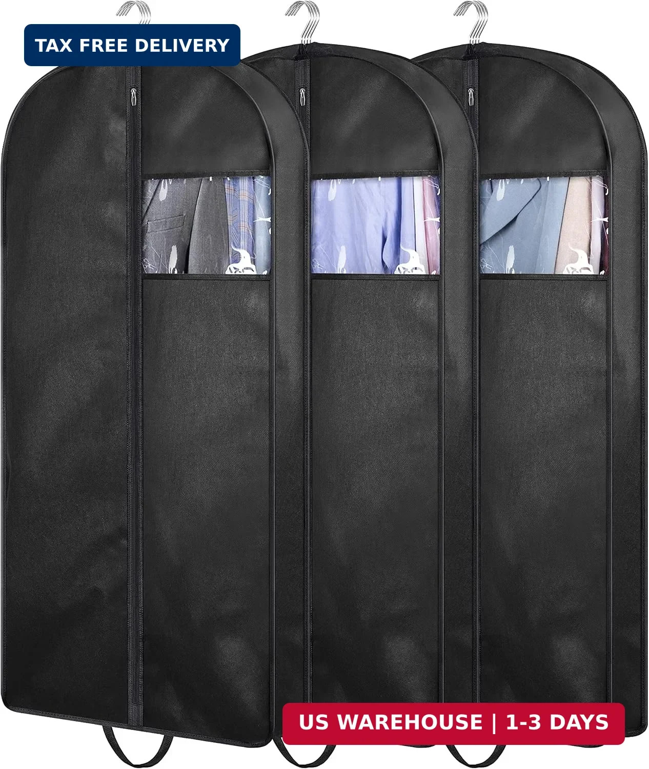 KIMBORA 43" Suit Bags for Closet Storage and Travel, Gusseted Hanging Garment Ba