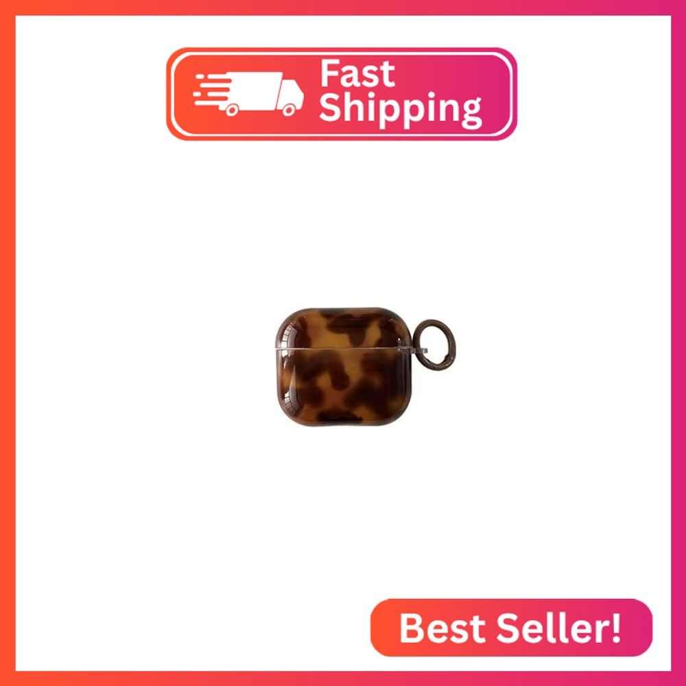 Tortoise Shell Case for AirPods Pro,Brown Cheetah Print with Keychain
