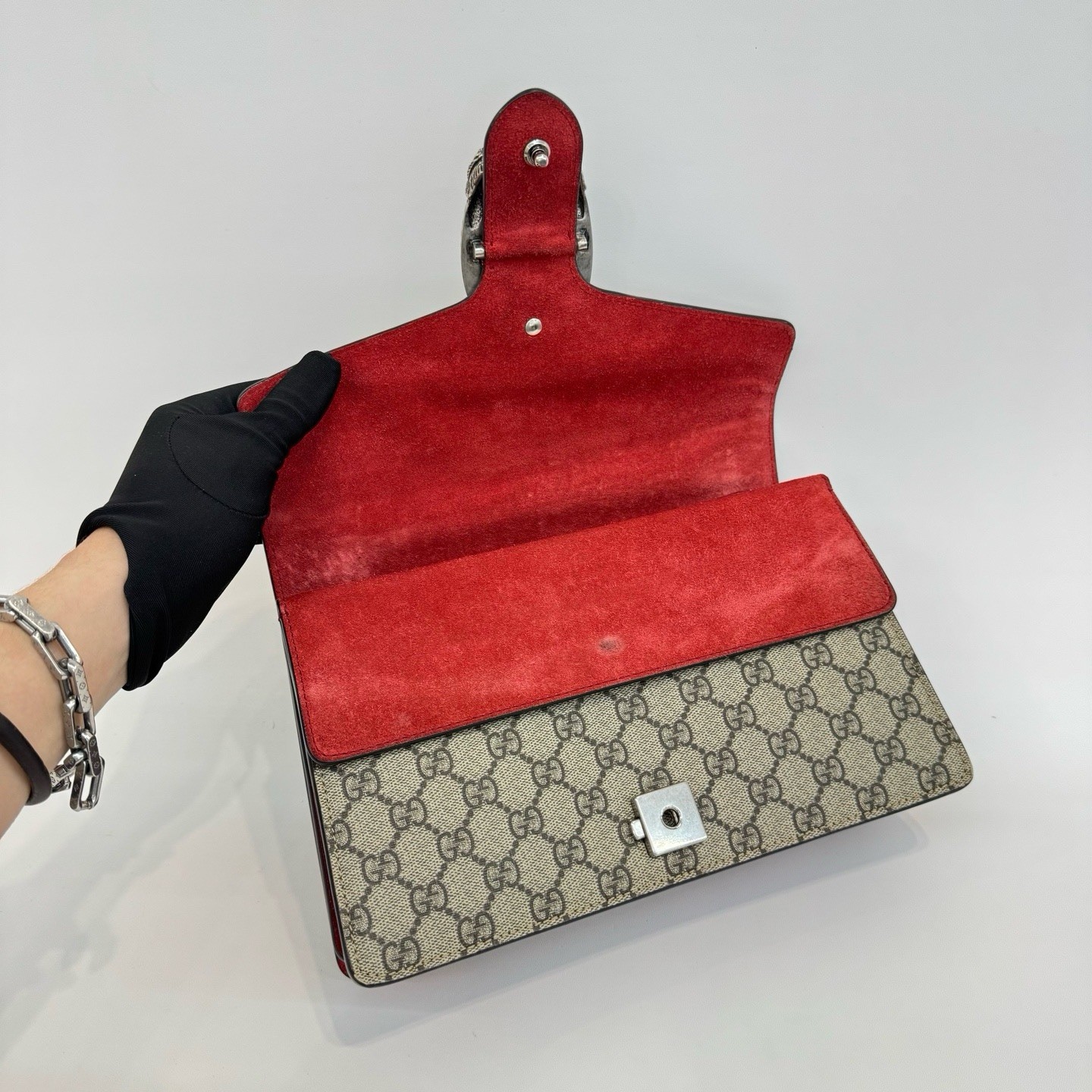 Gucci Dionysus Monogram Red Mini Chain Shoulder Bag
