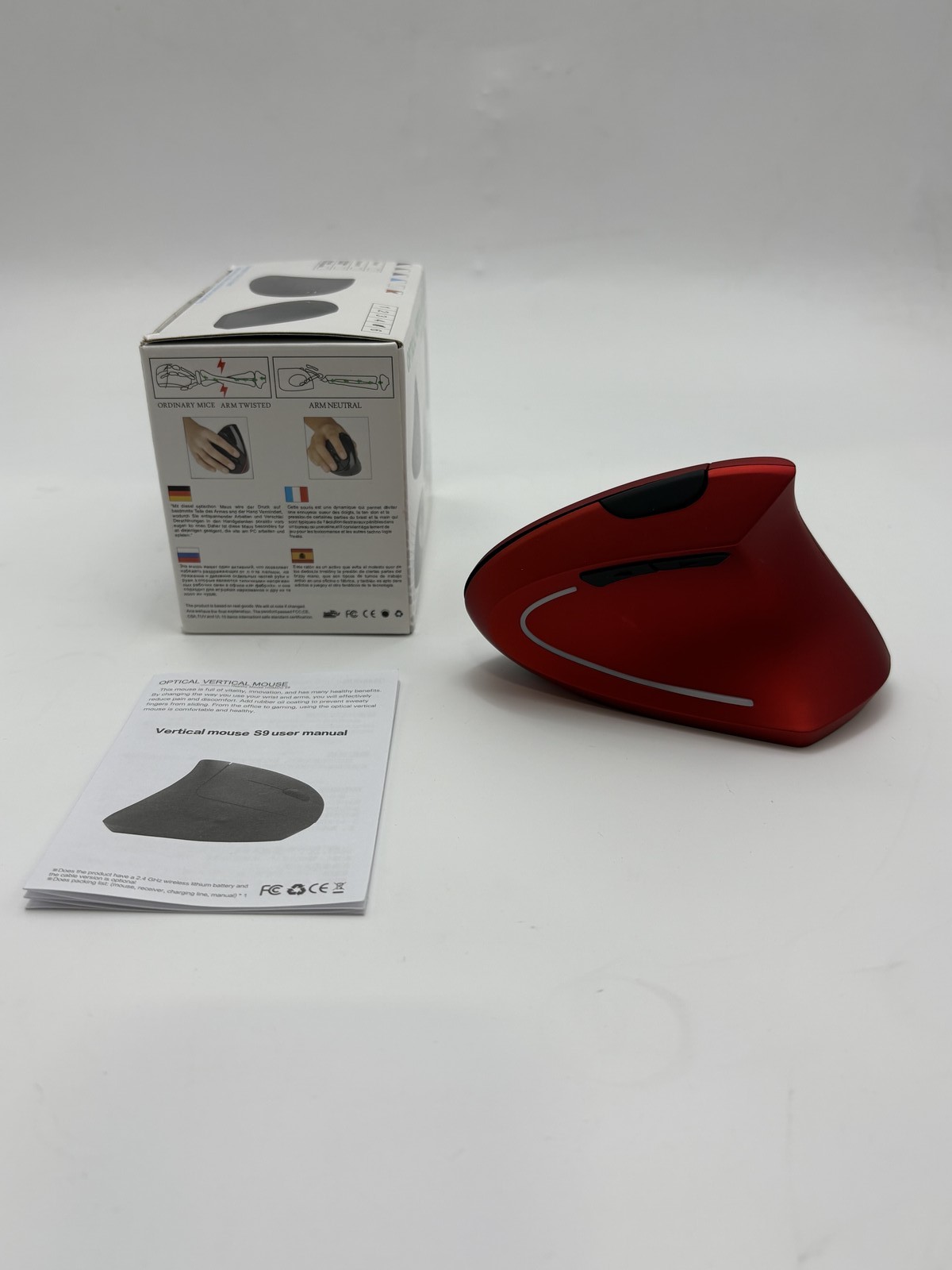 RED - GENERIC WIRELESS VERTICAL ERGONOMIC OPTICAL MOUSE