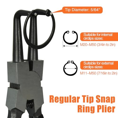 4-Piece 7" Snap Ring Pliers Set with 5/64" Tips for Retaining Rings