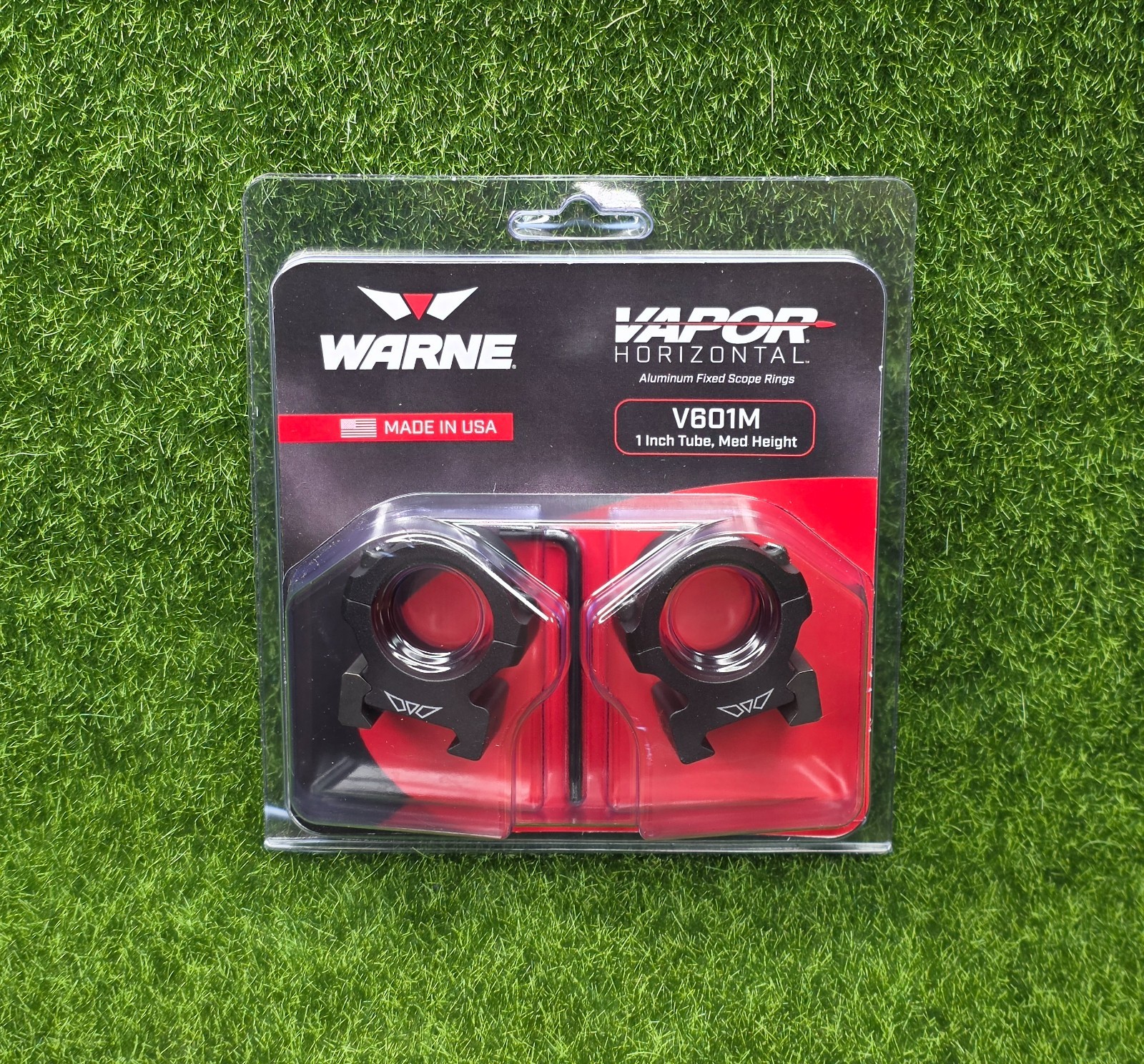 Warne Vapor Horizontal Split 1" Medium Rings, 0 MOA, Fixed, Matte Black - V601M