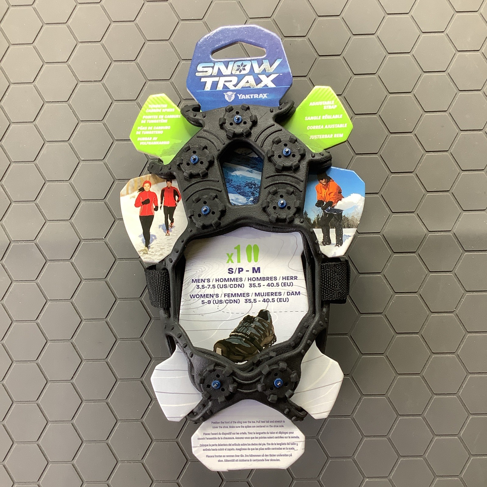 YAKTRAX Snow Trax Traction Shoes Covers with Spikes and Strap Size S/M Men Women